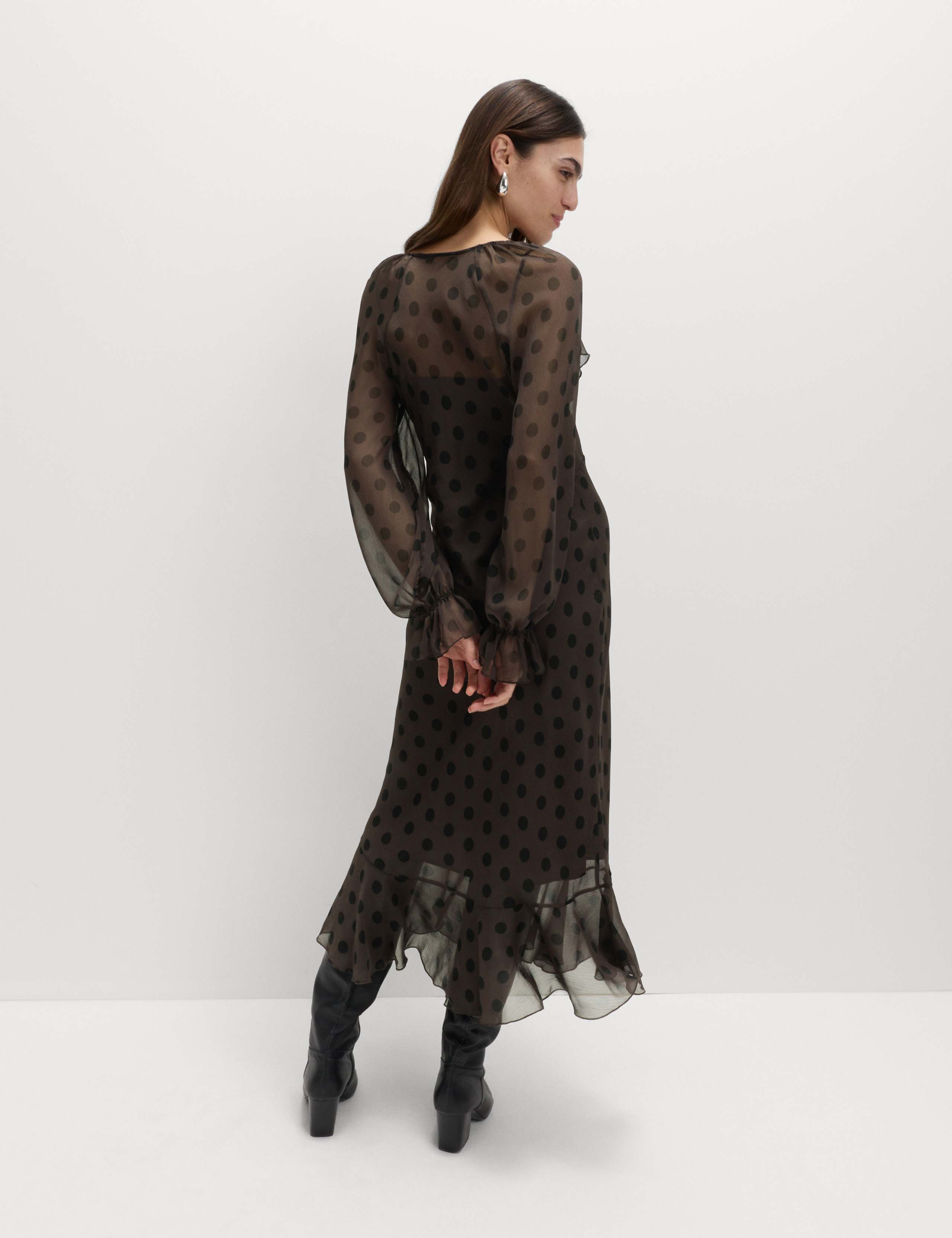 Polka Dot V-Neck Frill Midaxi Dress 5 of 5