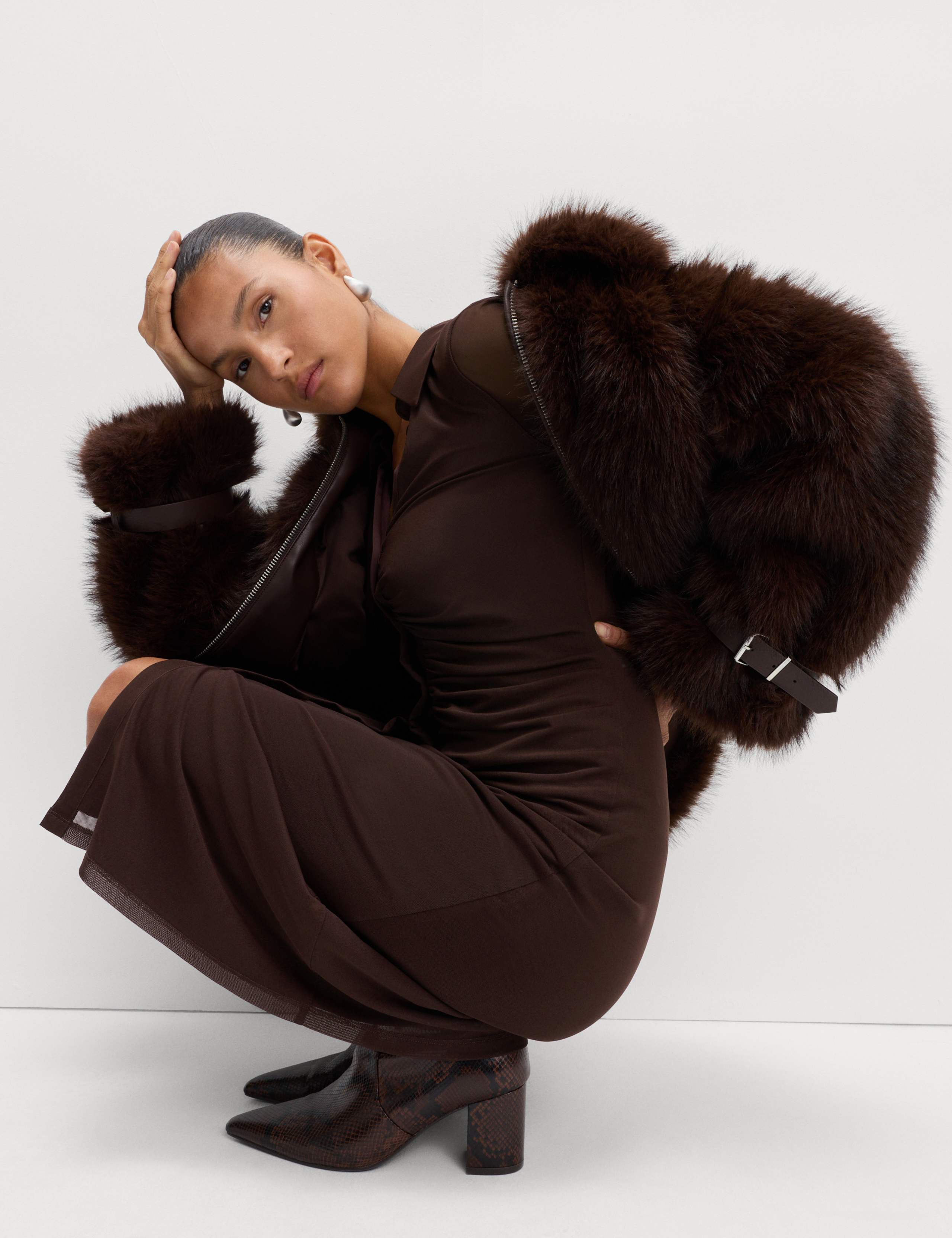 Mesh Jersey Midi Shirt Dress 1 of 6