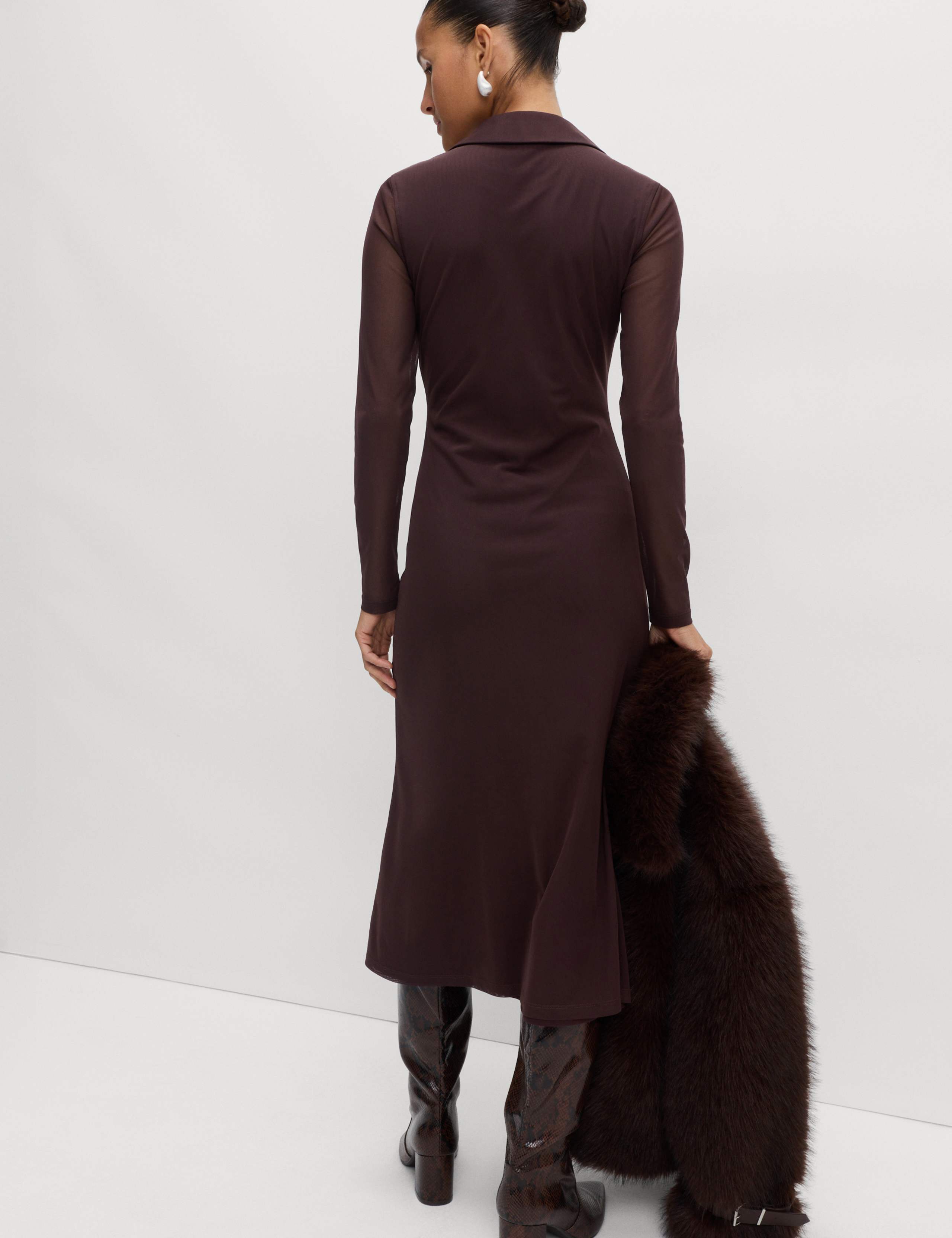 Mesh Jersey Midi Shirt Dress 5 of 6
