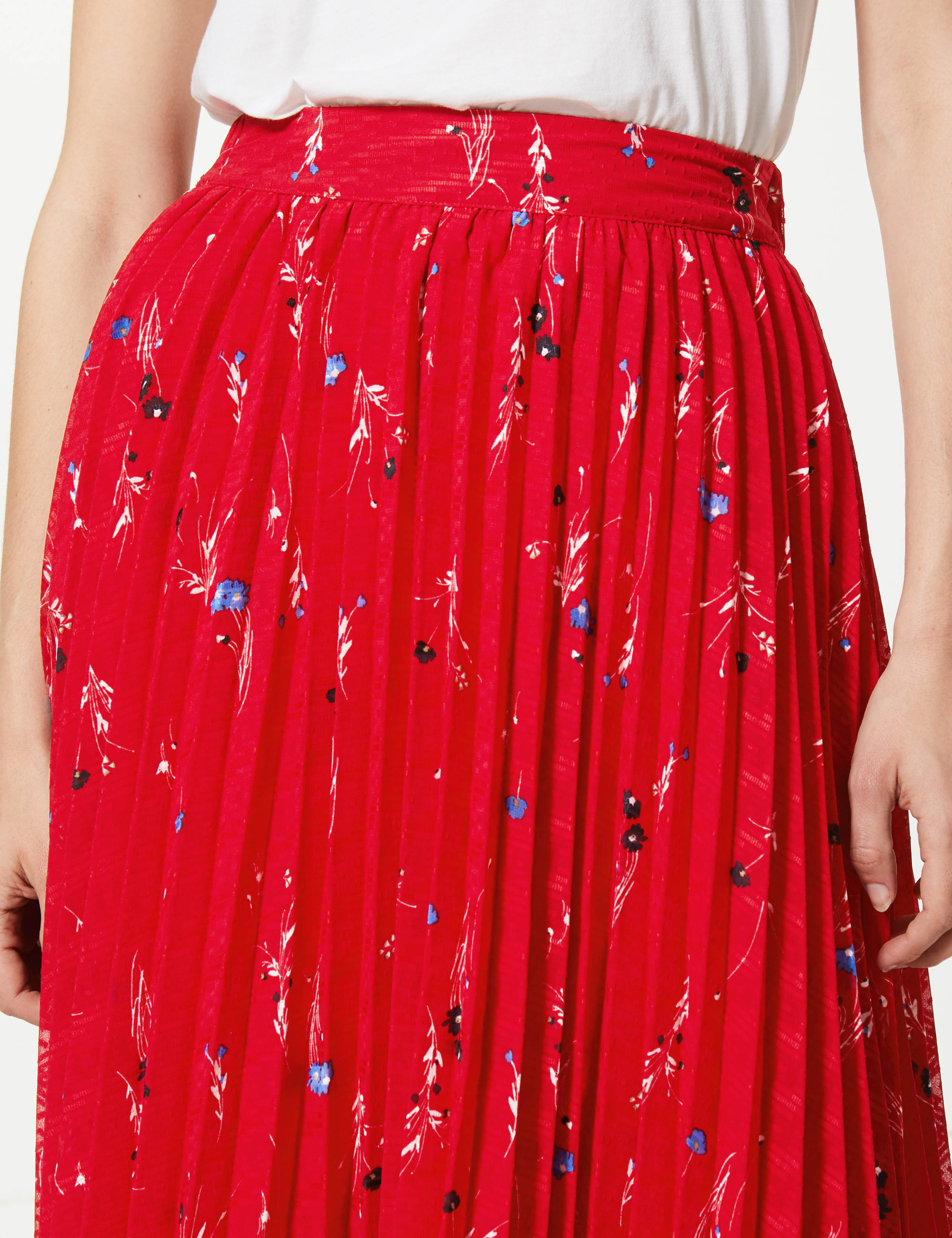 Floral Print Pleated Fit & Flare Midi Skirt 3 of 4