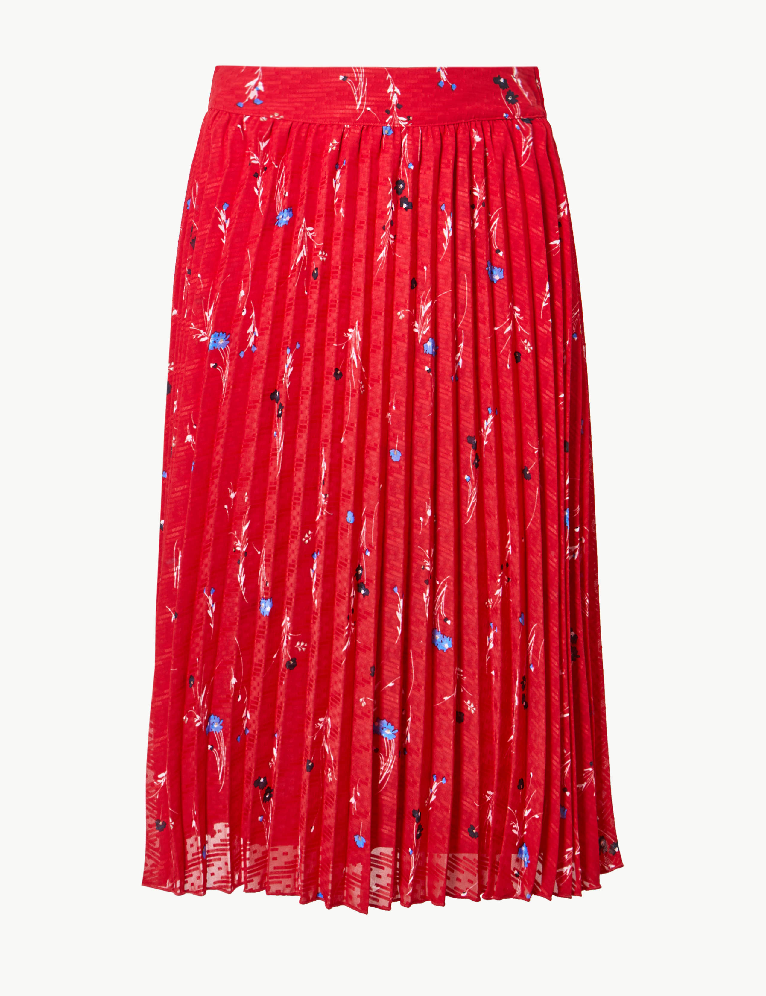 Floral Print Pleated Fit & Flare Midi Skirt 2 of 4