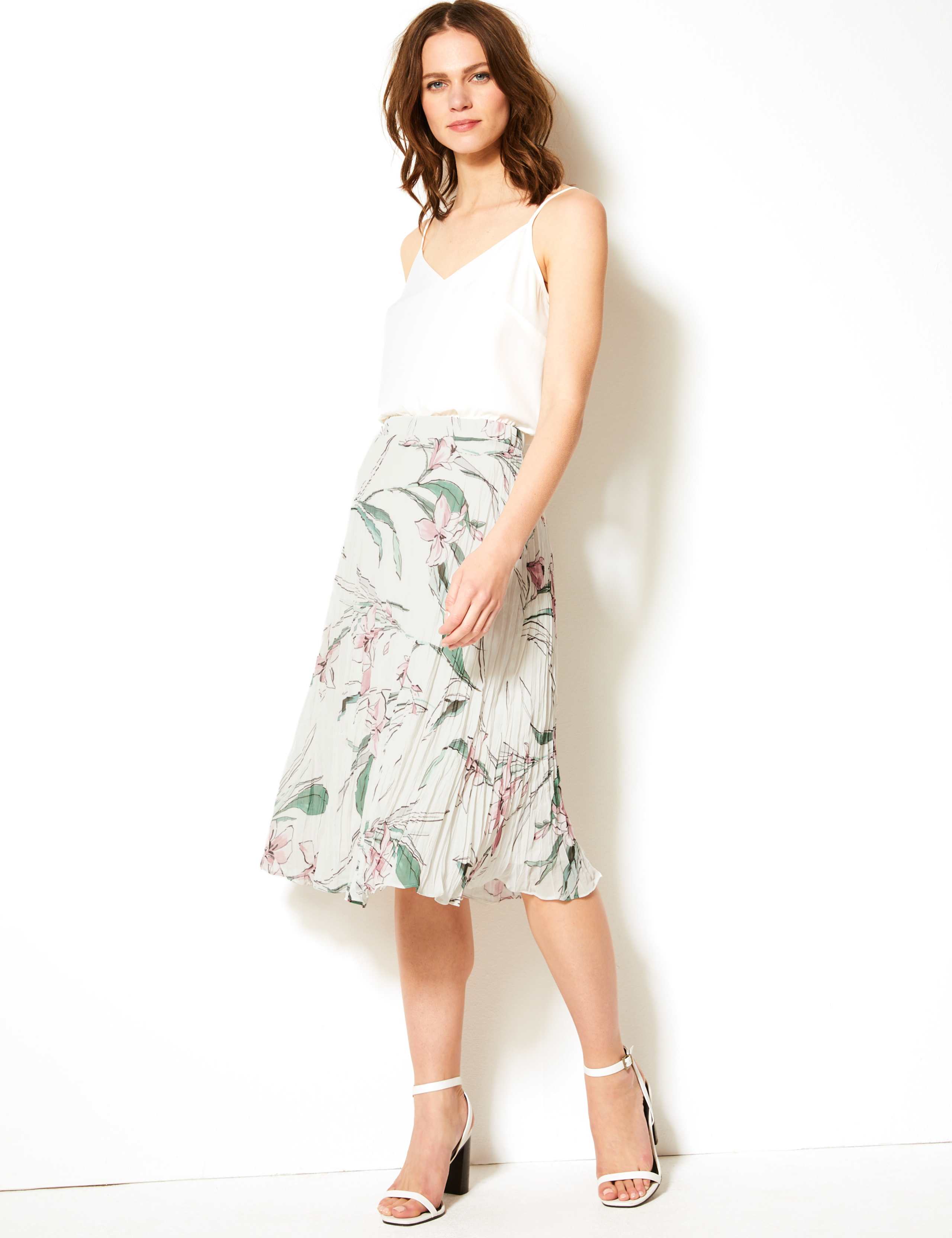 Floral Print Midi A-Line Skirt 1 of 3