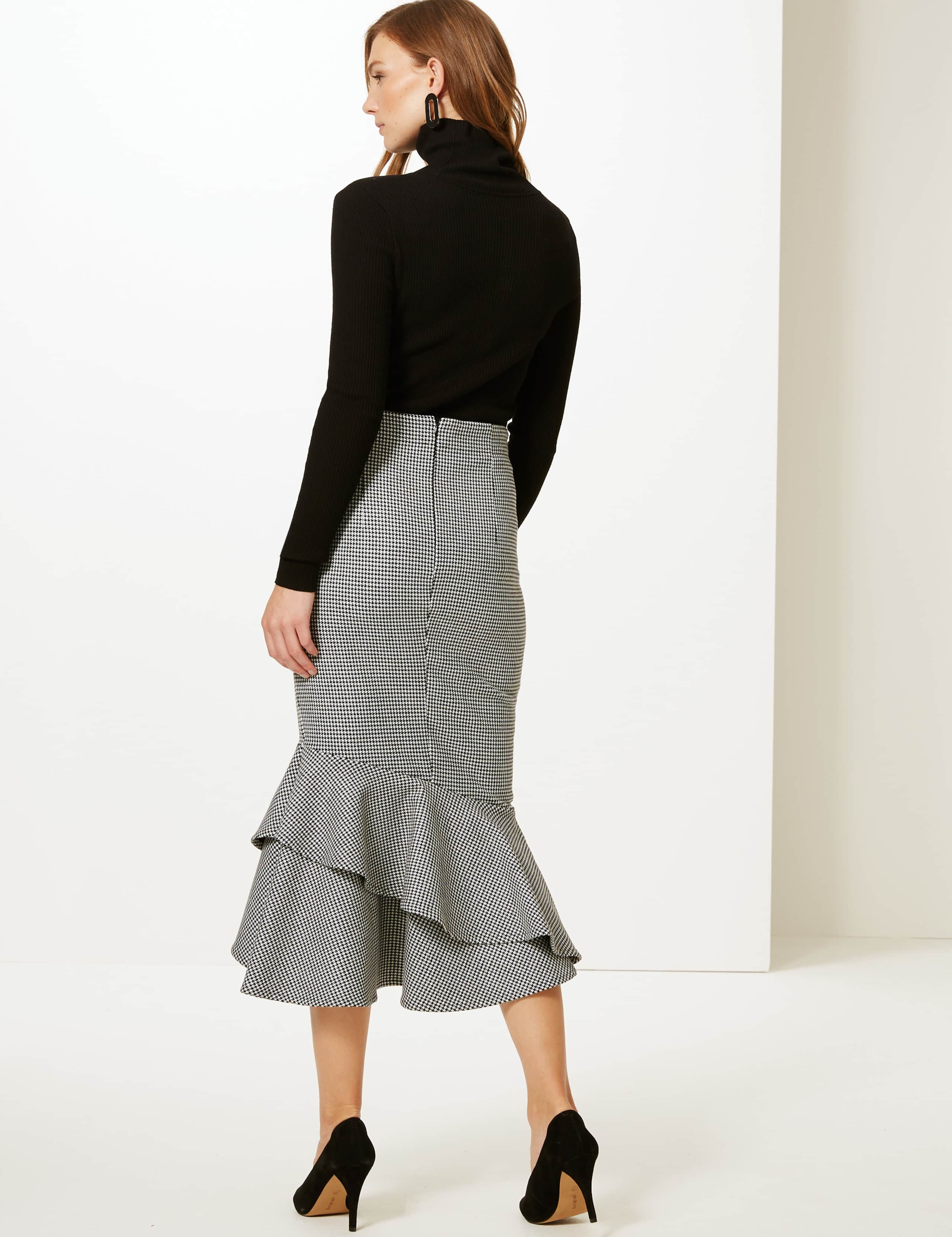 Checked Fishtail Midi Skirt 3 of 4
