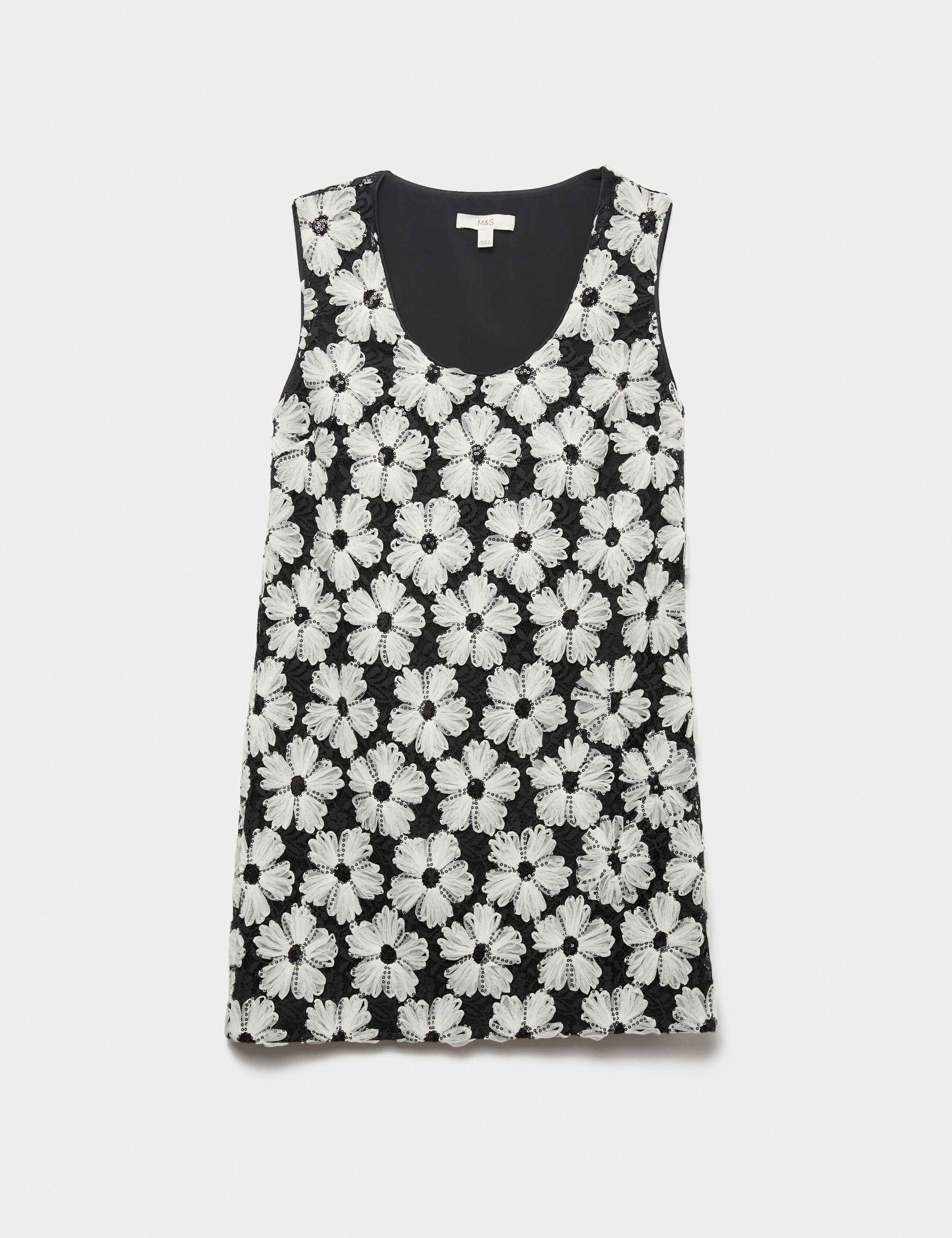 Floral Scoop Neck Mini Shift Dress 2 of 6