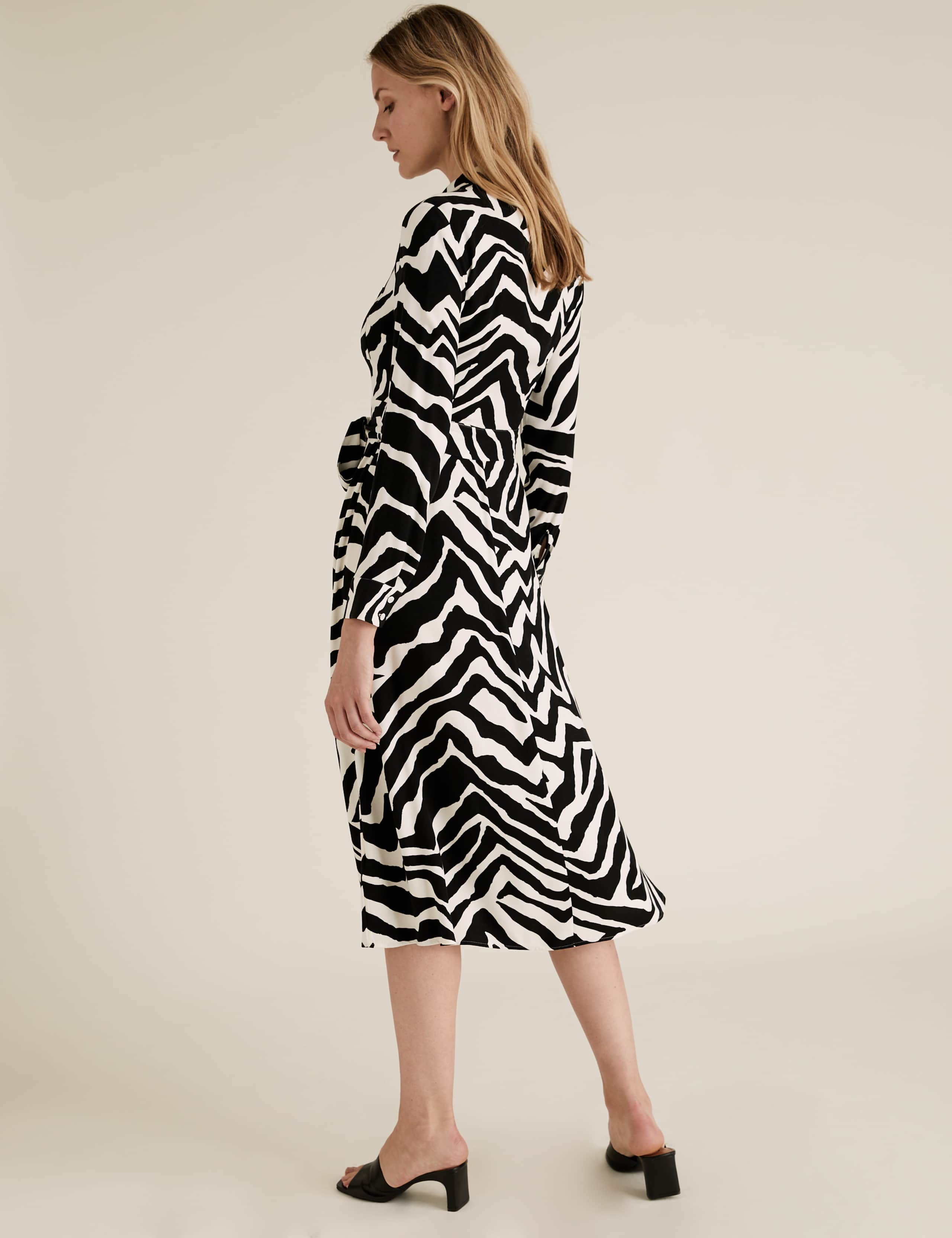 Zebra Print Belted Midi Shirt Dress 4 of 4