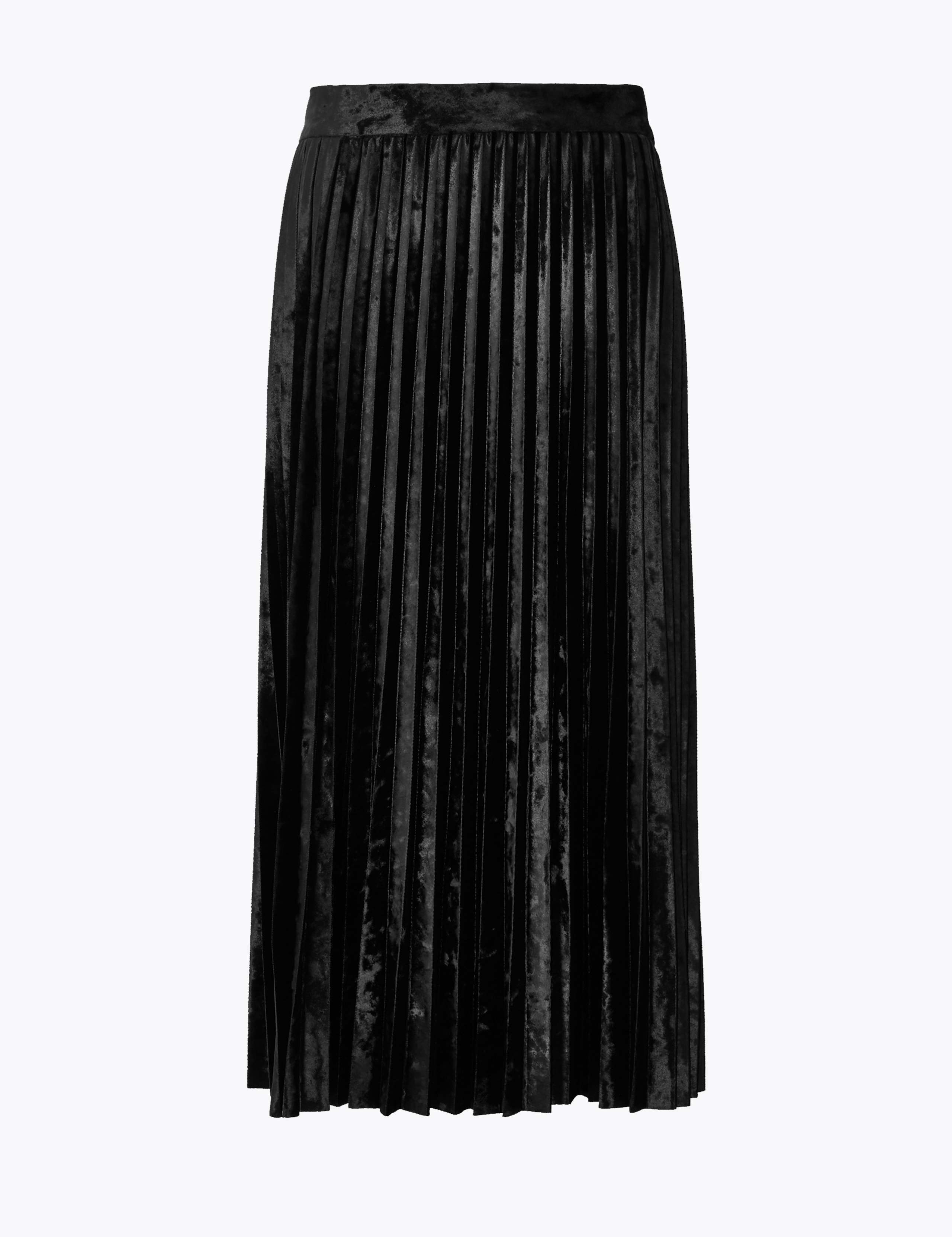 Jersey Velvet Pleated Midi Skirt 2 of 5