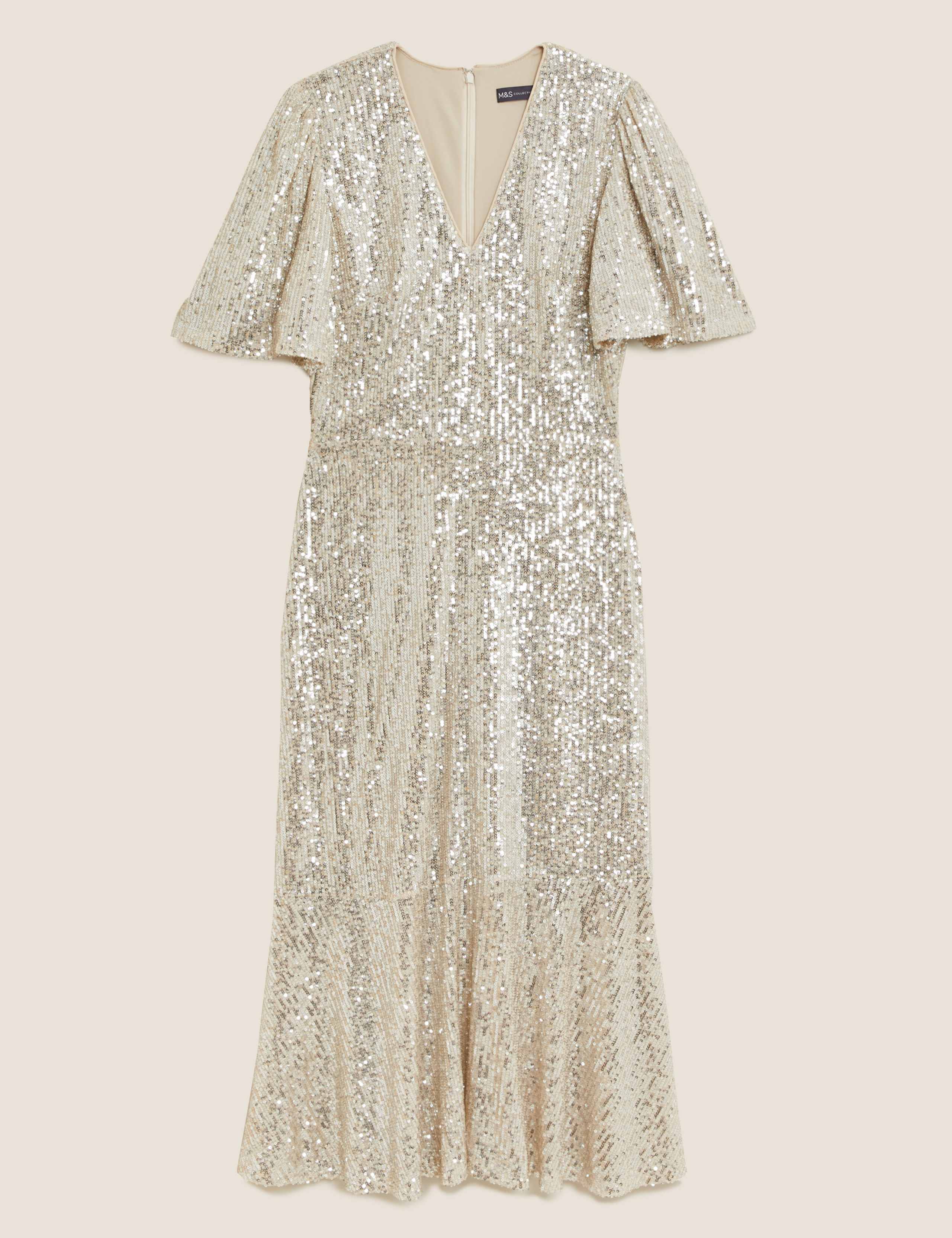 Sequin V-Neck Midi Tea Dress 2 of 5