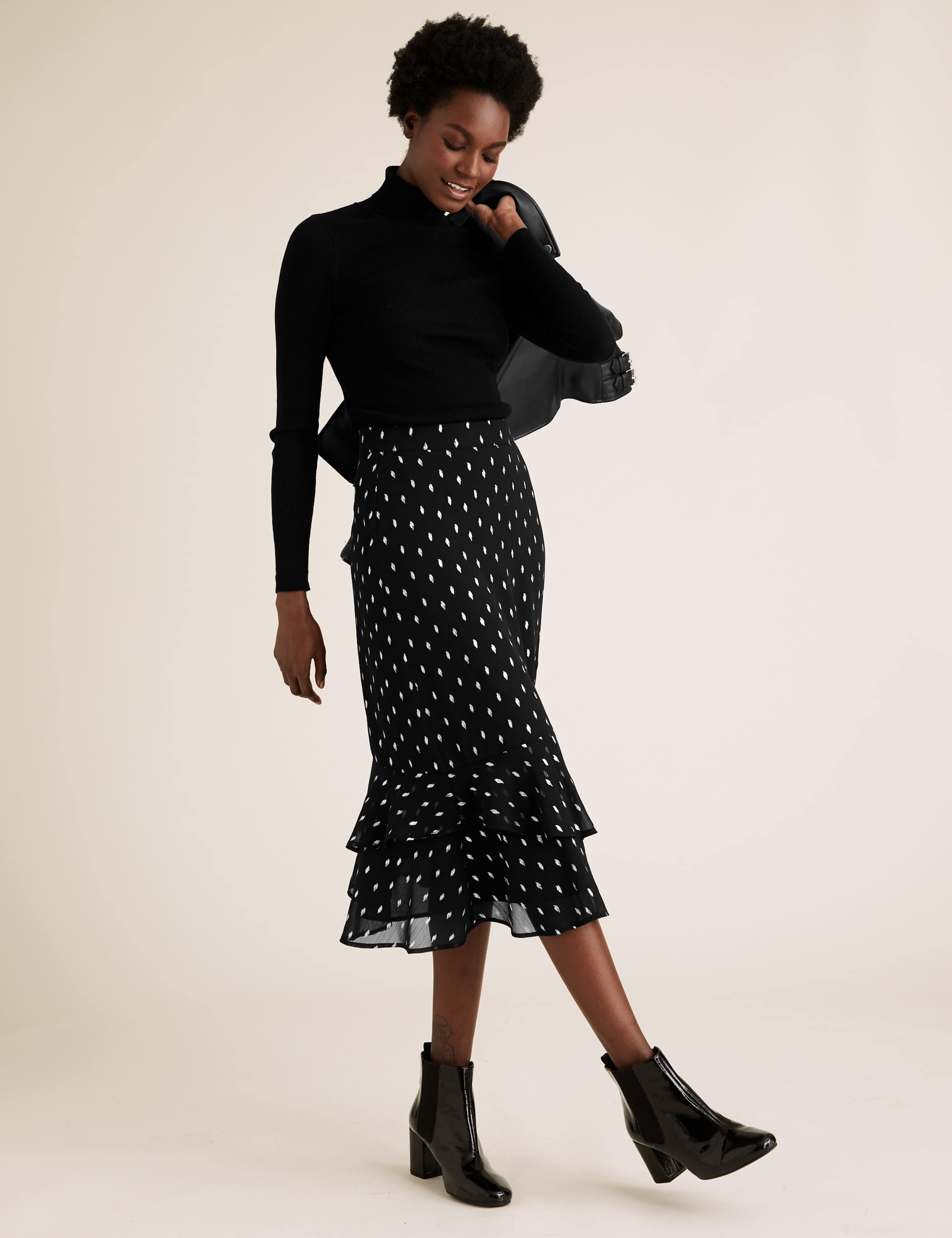 Foil Midi Tiered Skirt 1 of 5
