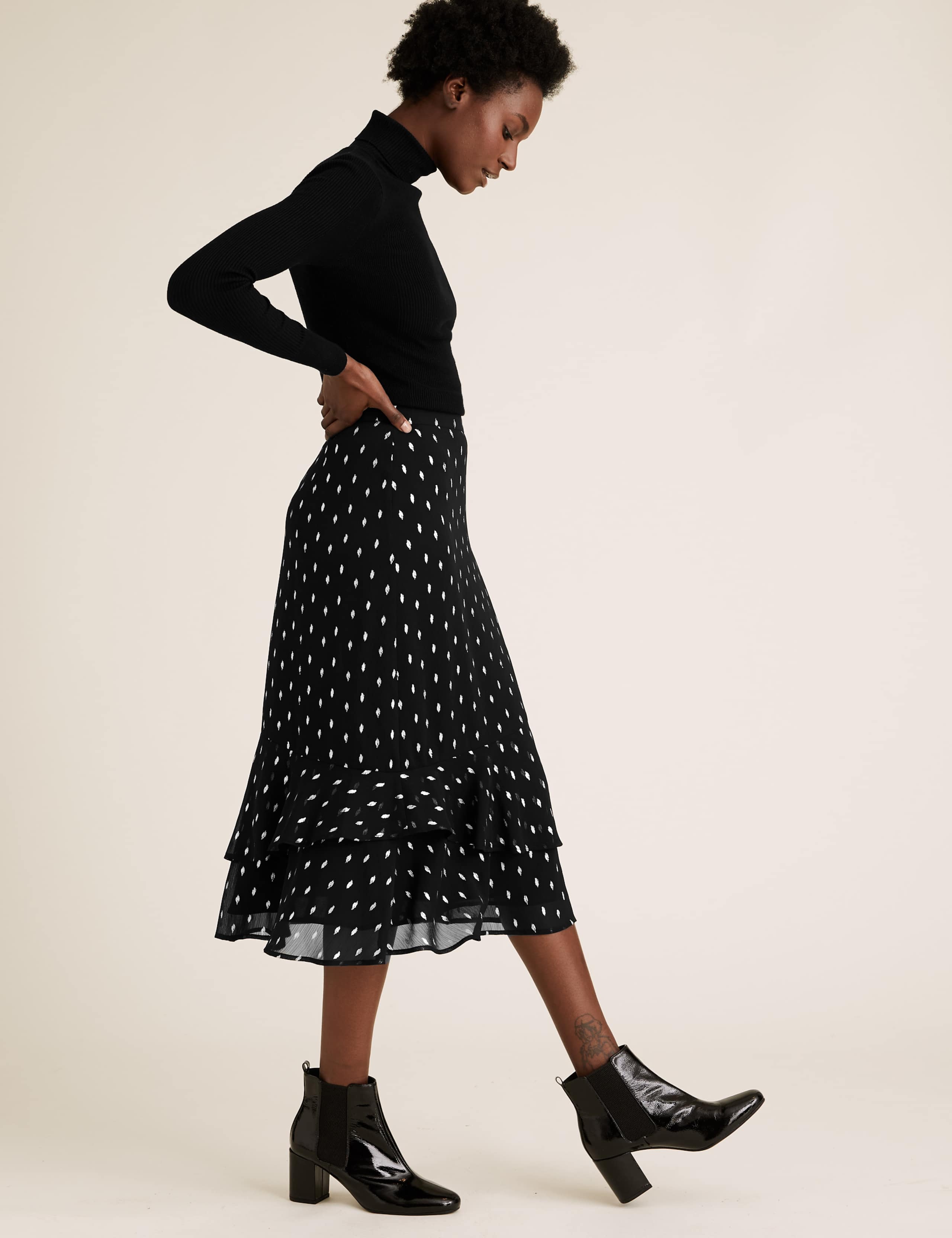 Foil Midi Tiered Skirt 3 of 5