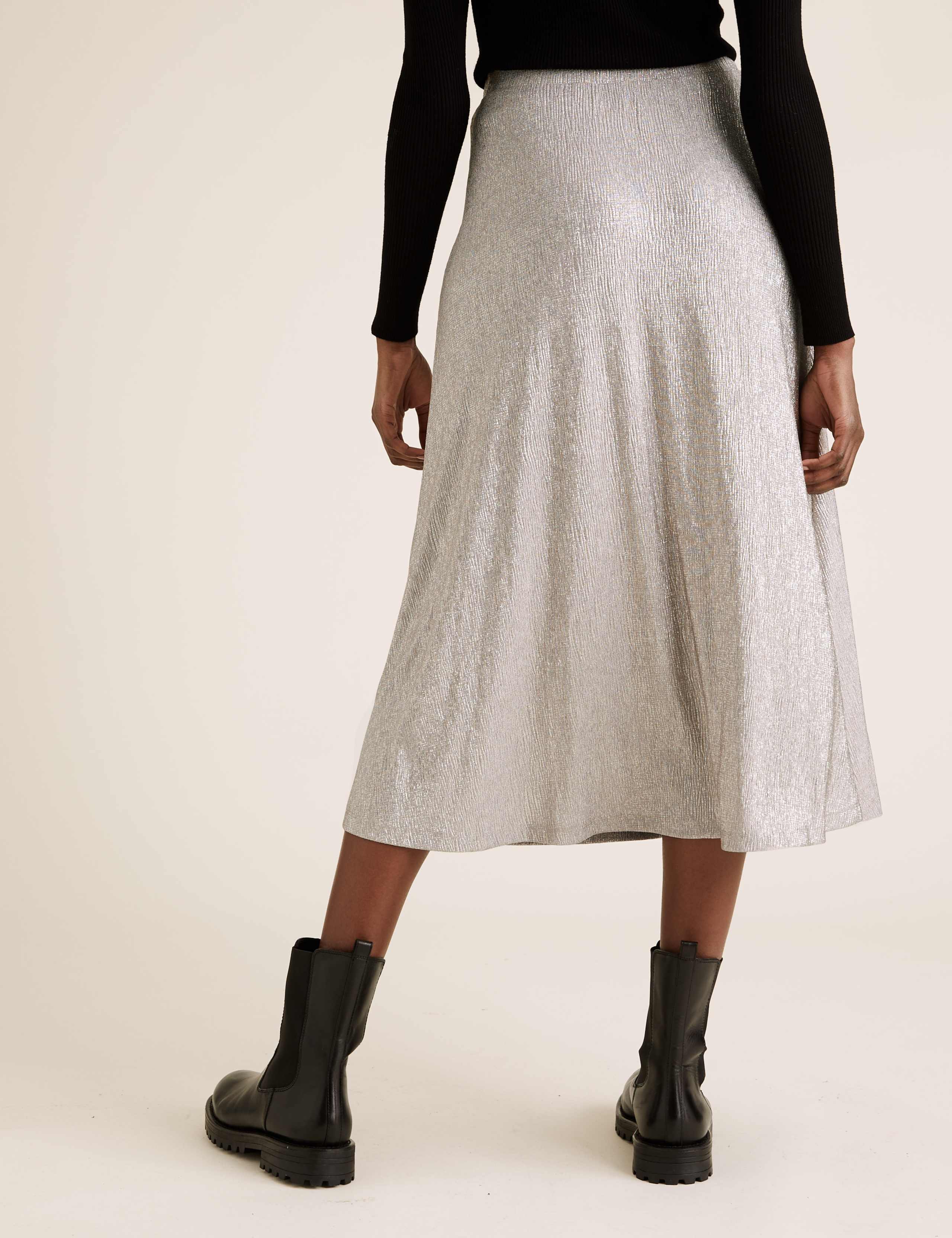 Jersey Metallic Midi A-Line Skirt 5 of 5
