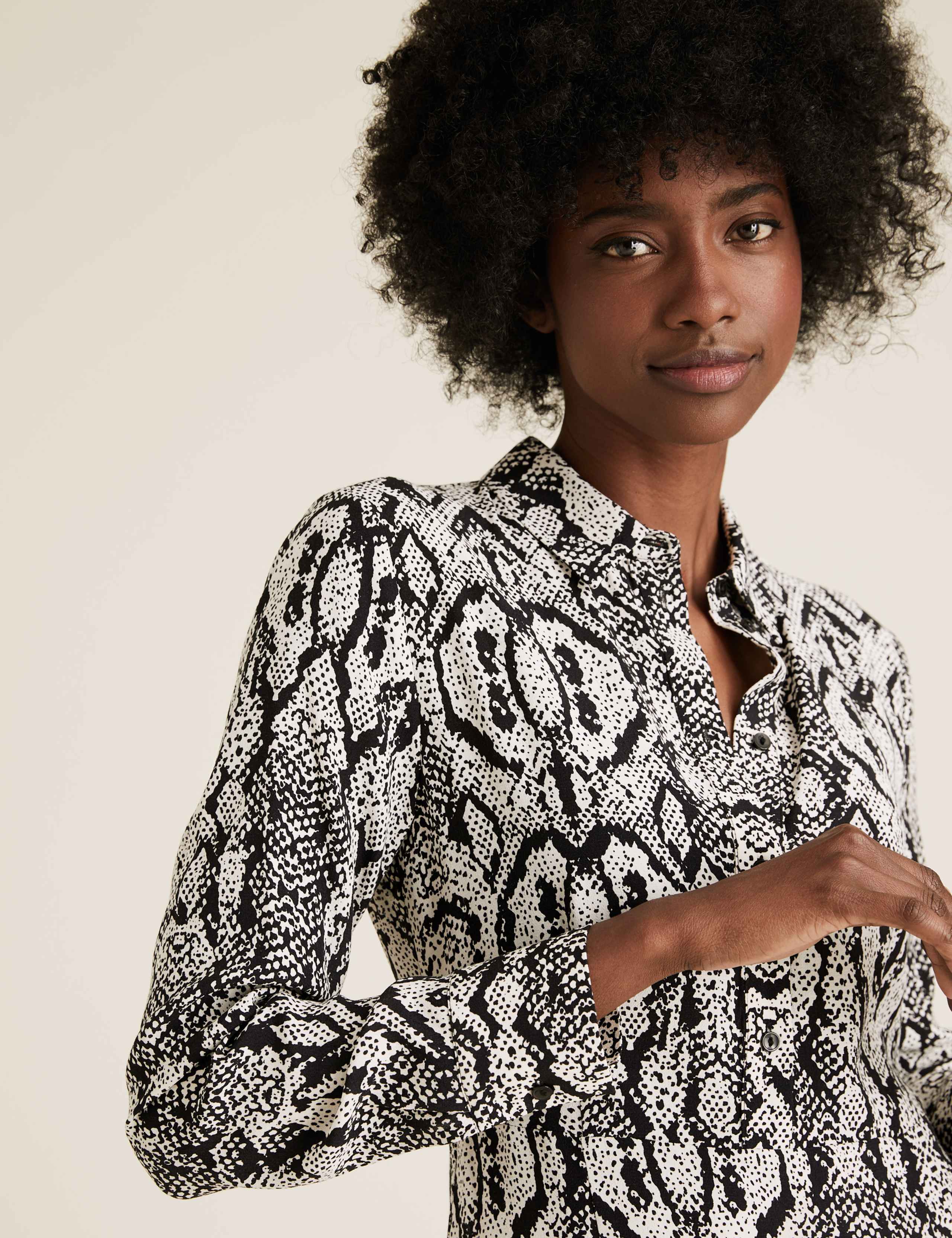 Snake Print Midi Shirt Dress 1 of 4