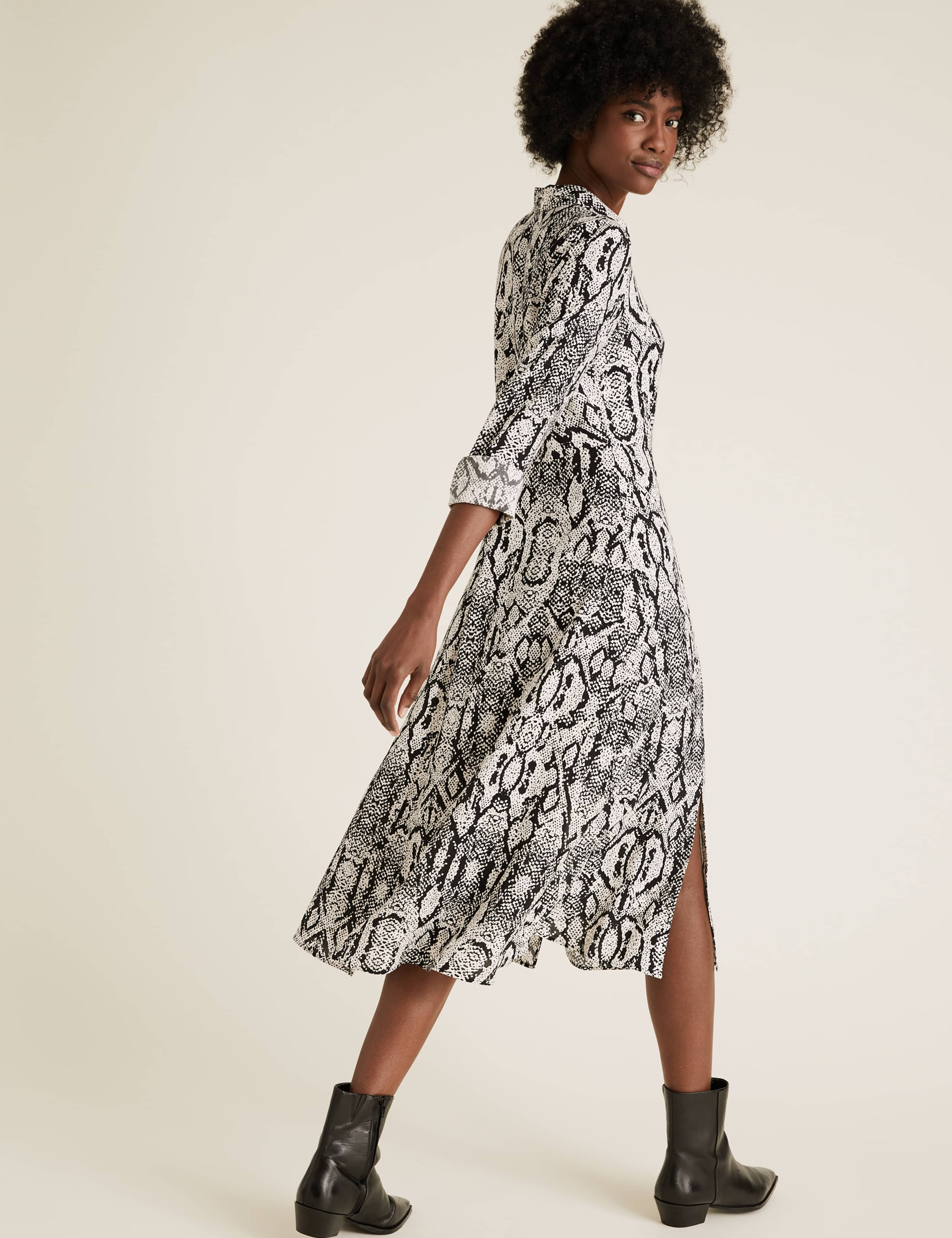 Snake Print Midi Shirt Dress 4 of 4