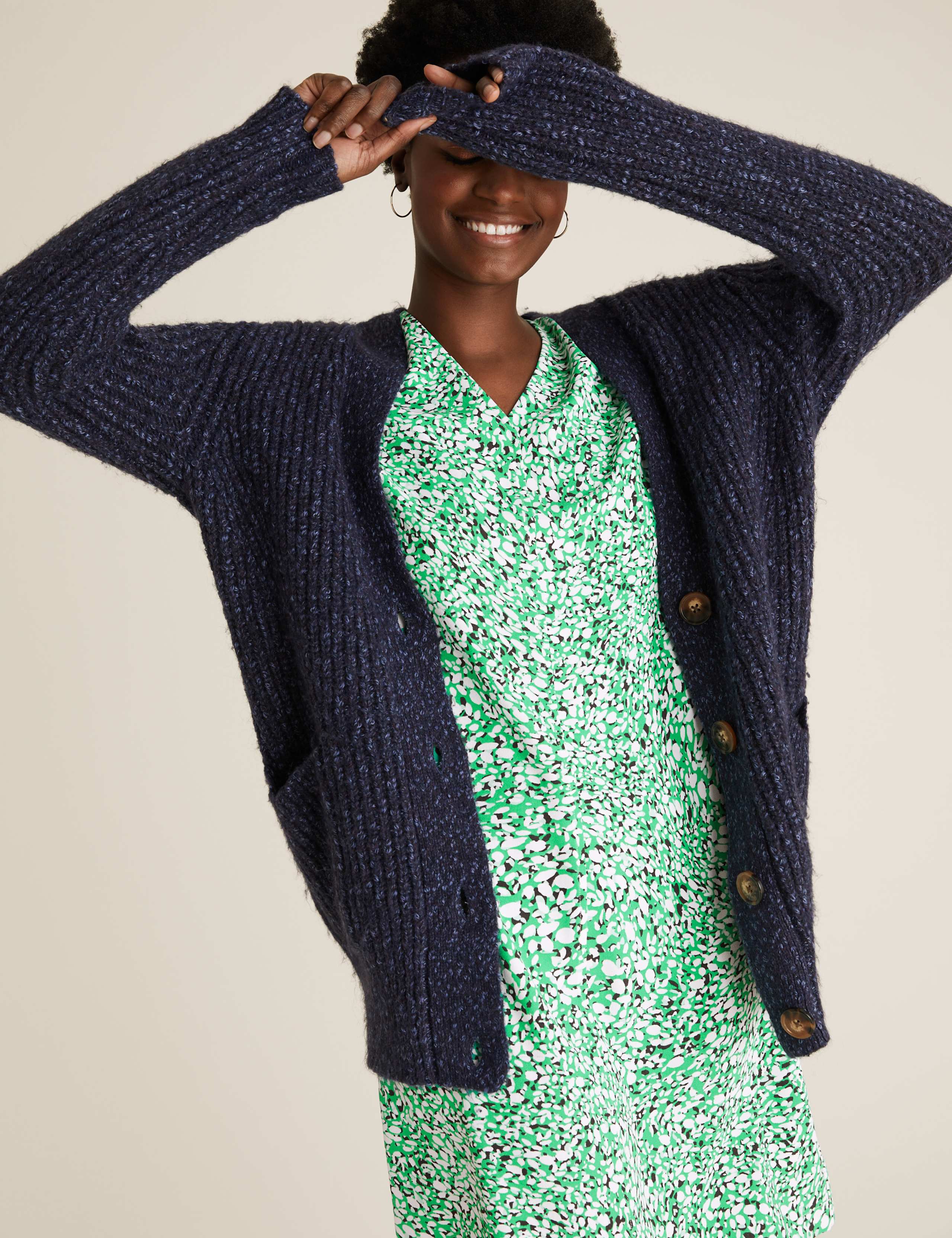 Animal Print V-Neck Knee Length Shift Dress 1 of 6