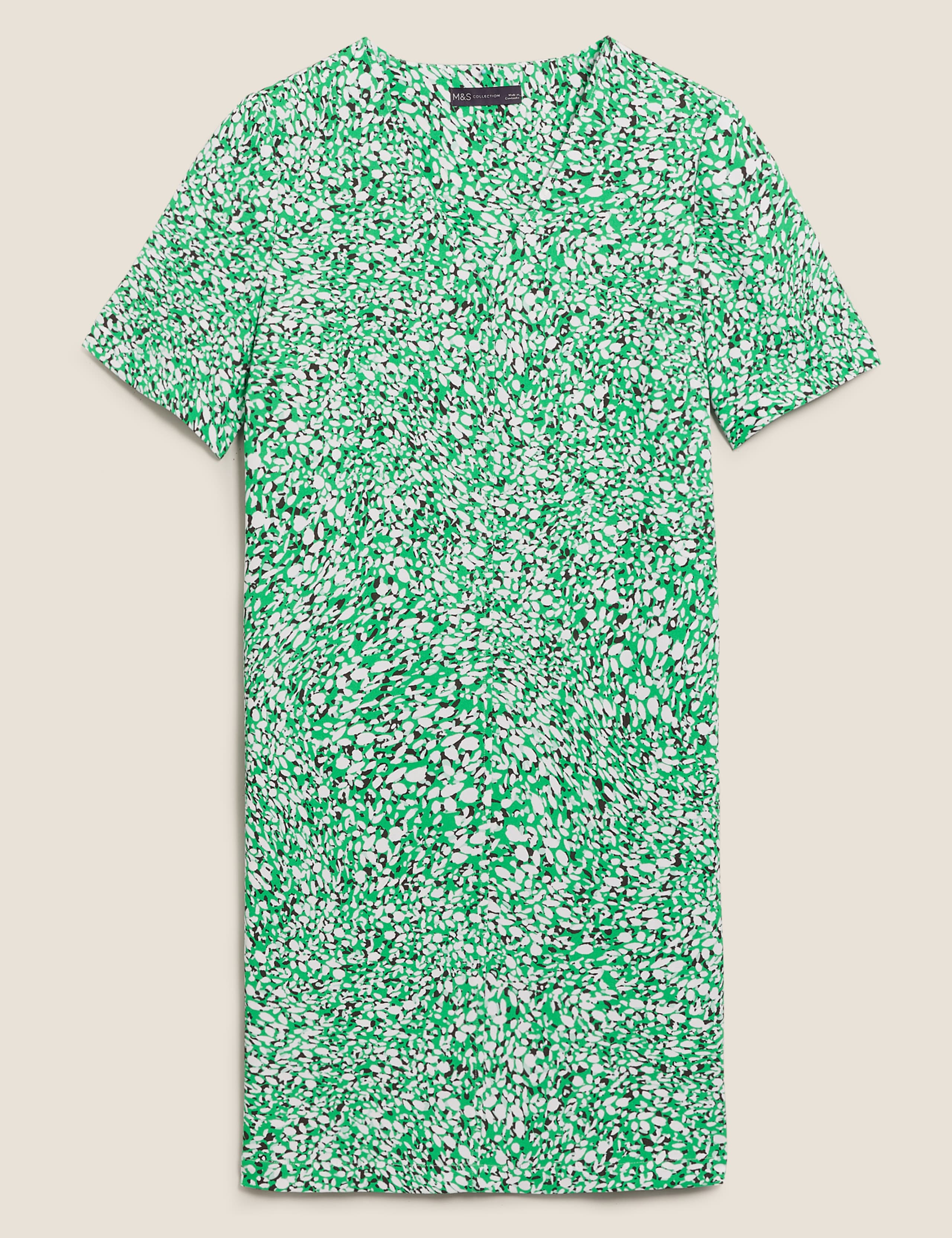 Animal Print V-Neck Knee Length Shift Dress 2 of 6