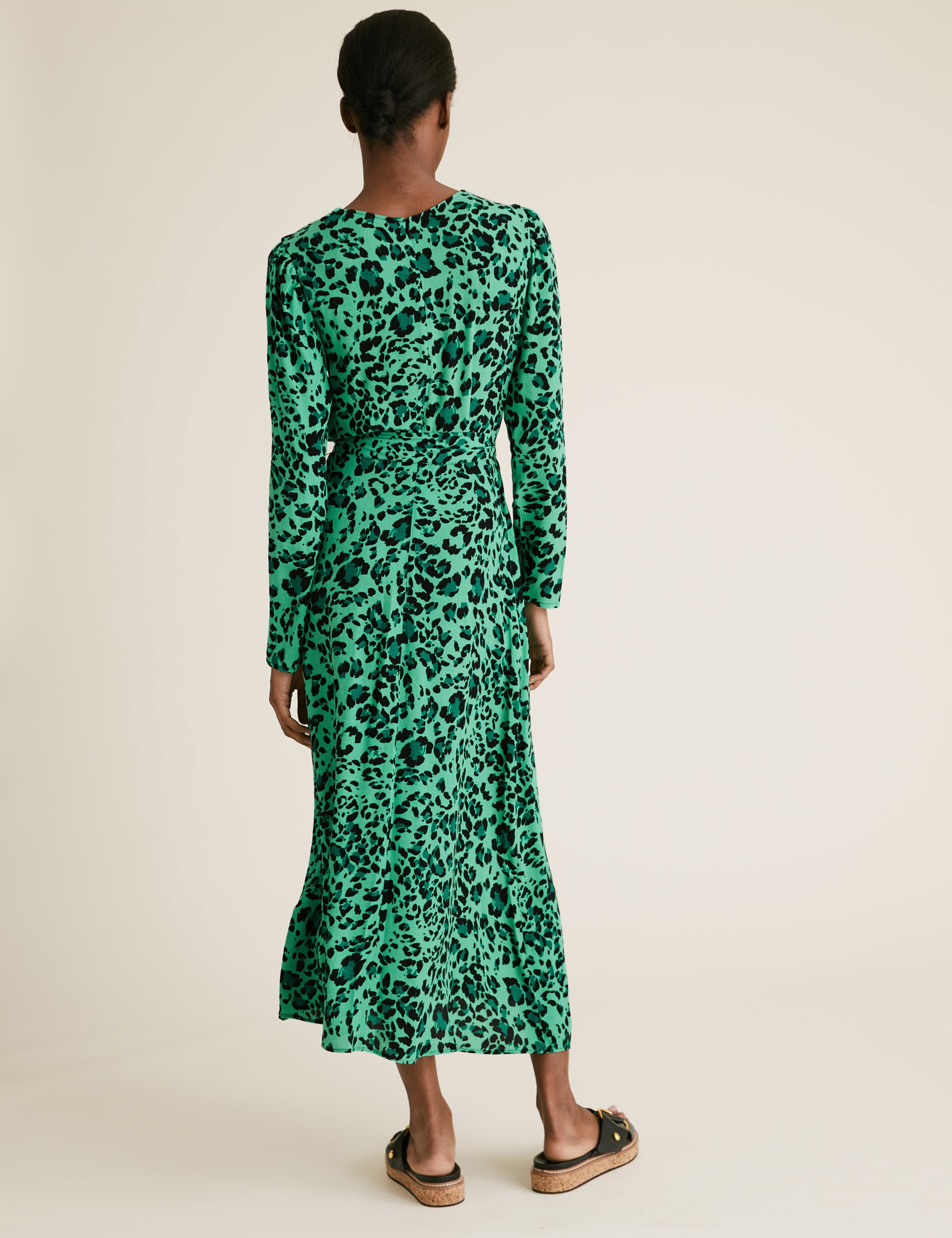 Animal Print V-Neck Belted Midaxi Tea Dress 3 of 4