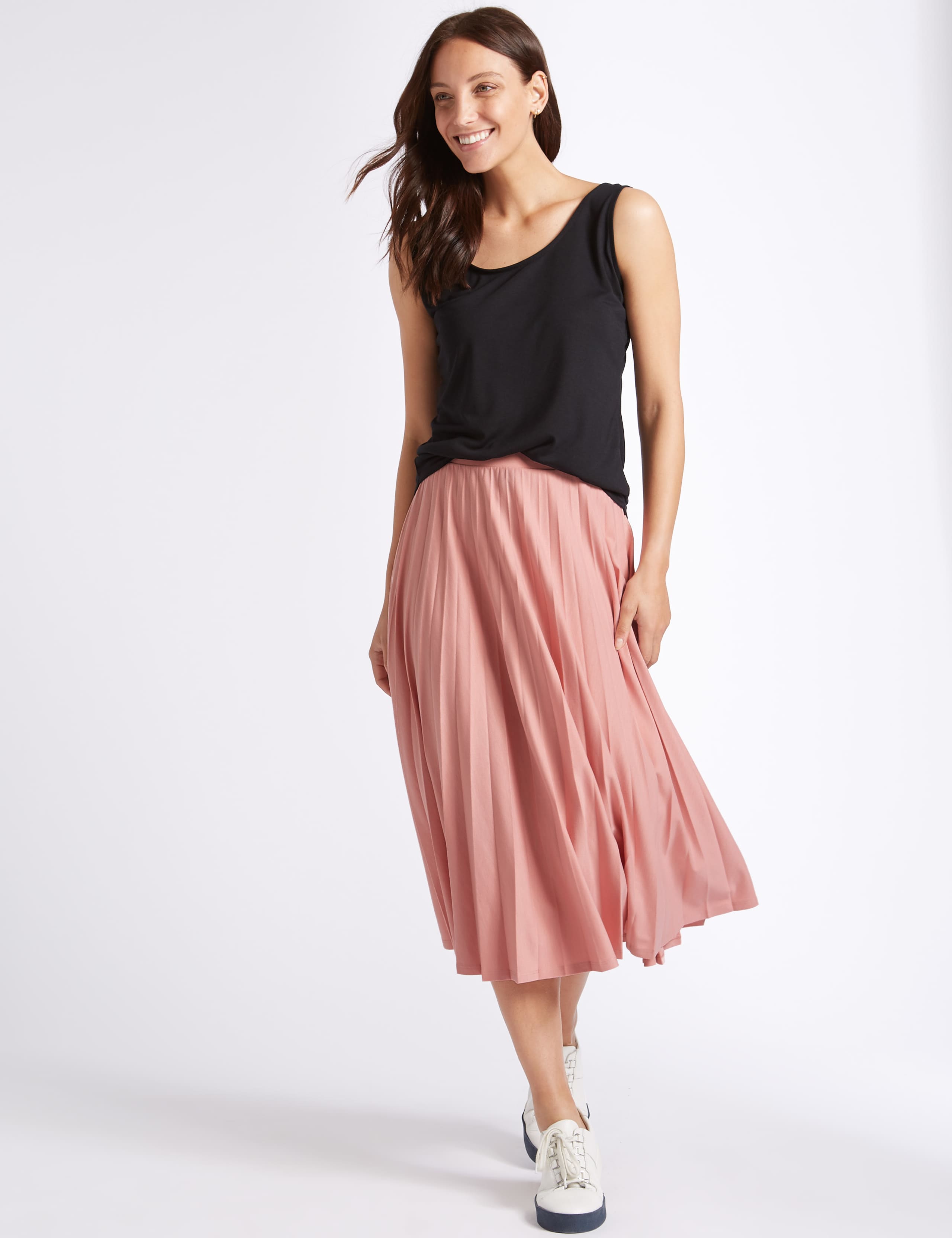 Jersey Pleated Midi Skirt 1 of 4
