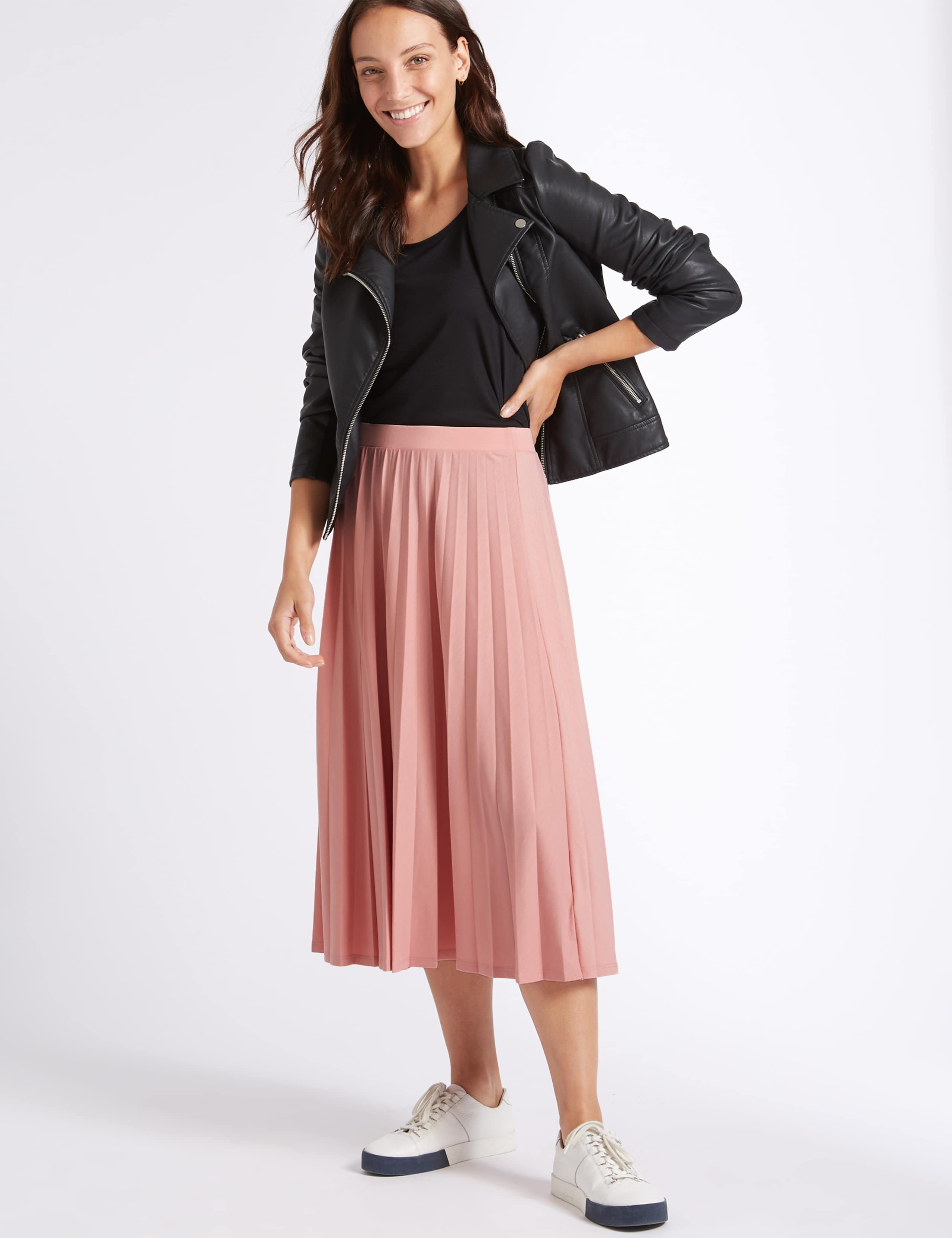 Jersey Pleated Midi Skirt 2 of 4