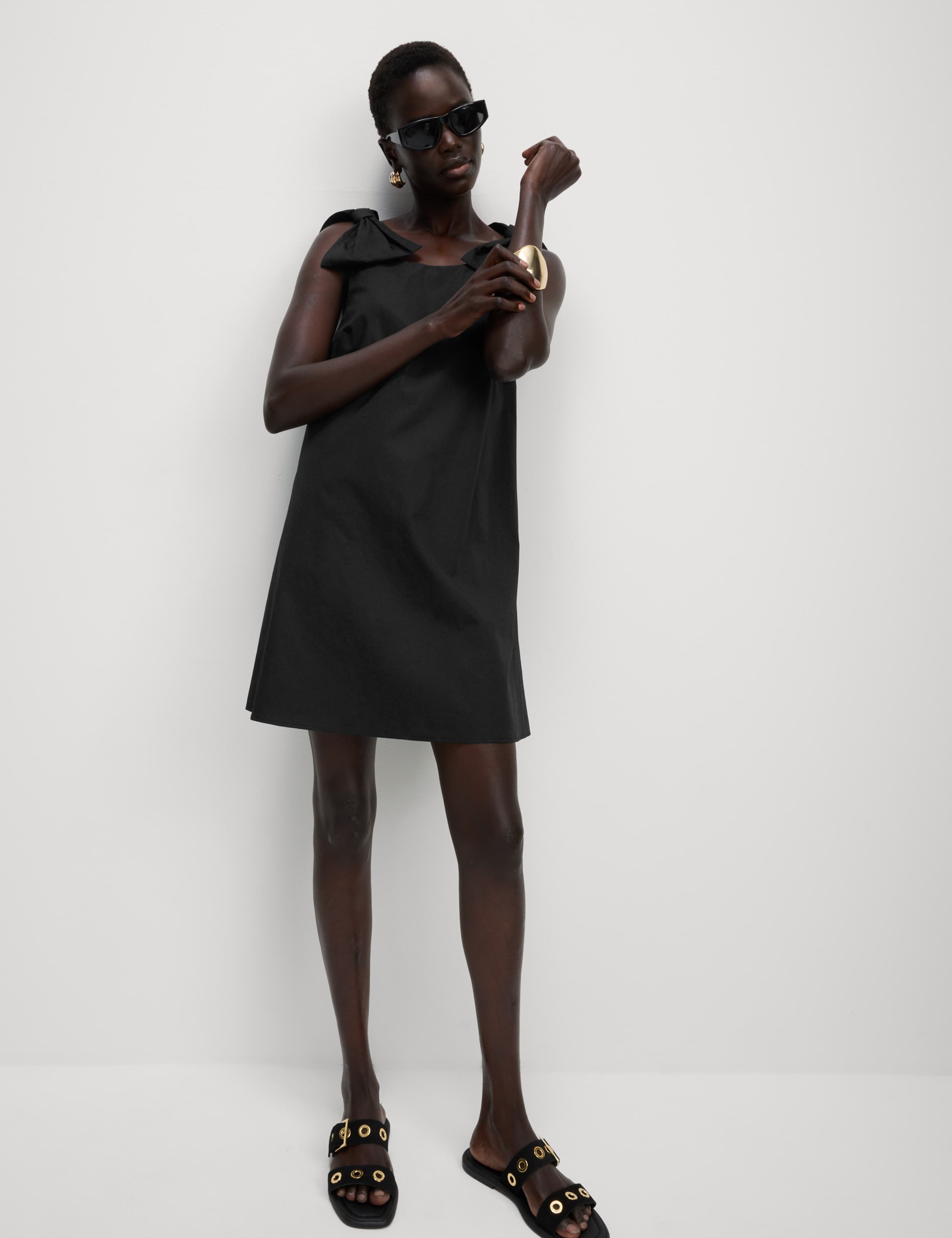Pure Cotton Bow Detail Mini Column Dress 4 of 6