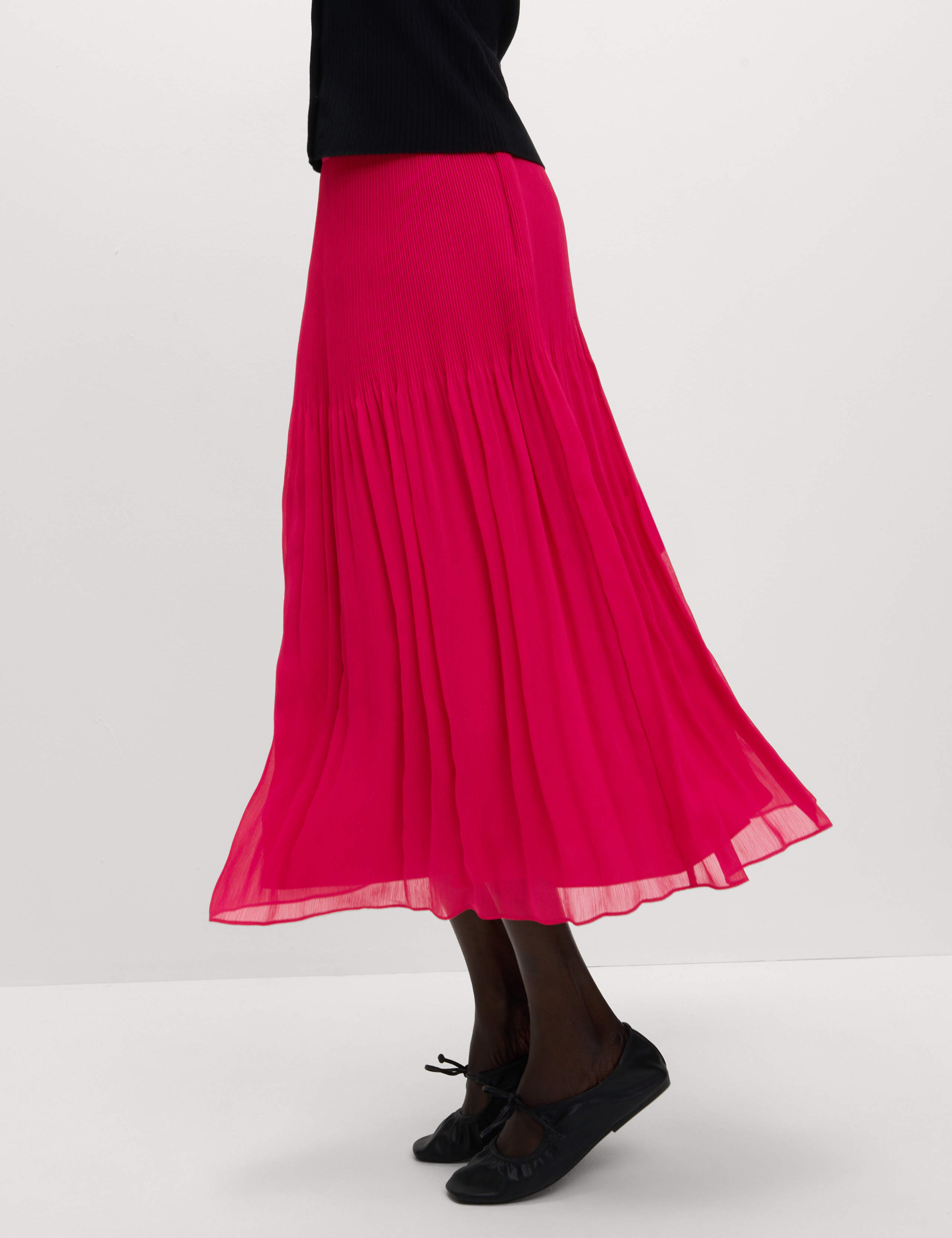 High Waisted Pleated Midaxi A-Line Skirt 5 of 5
