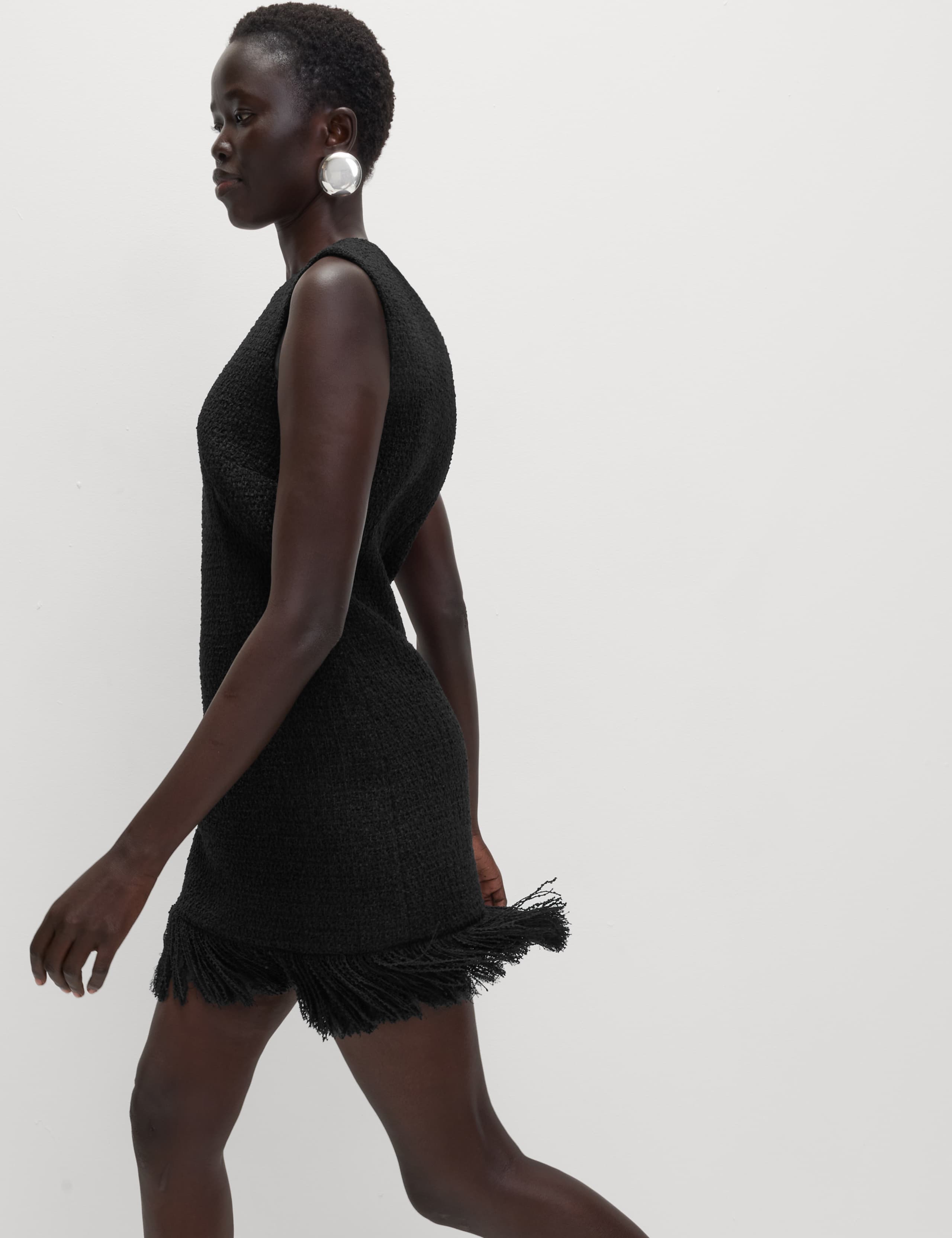 Textured Knitted Fringed Mini Dress 6 of 6