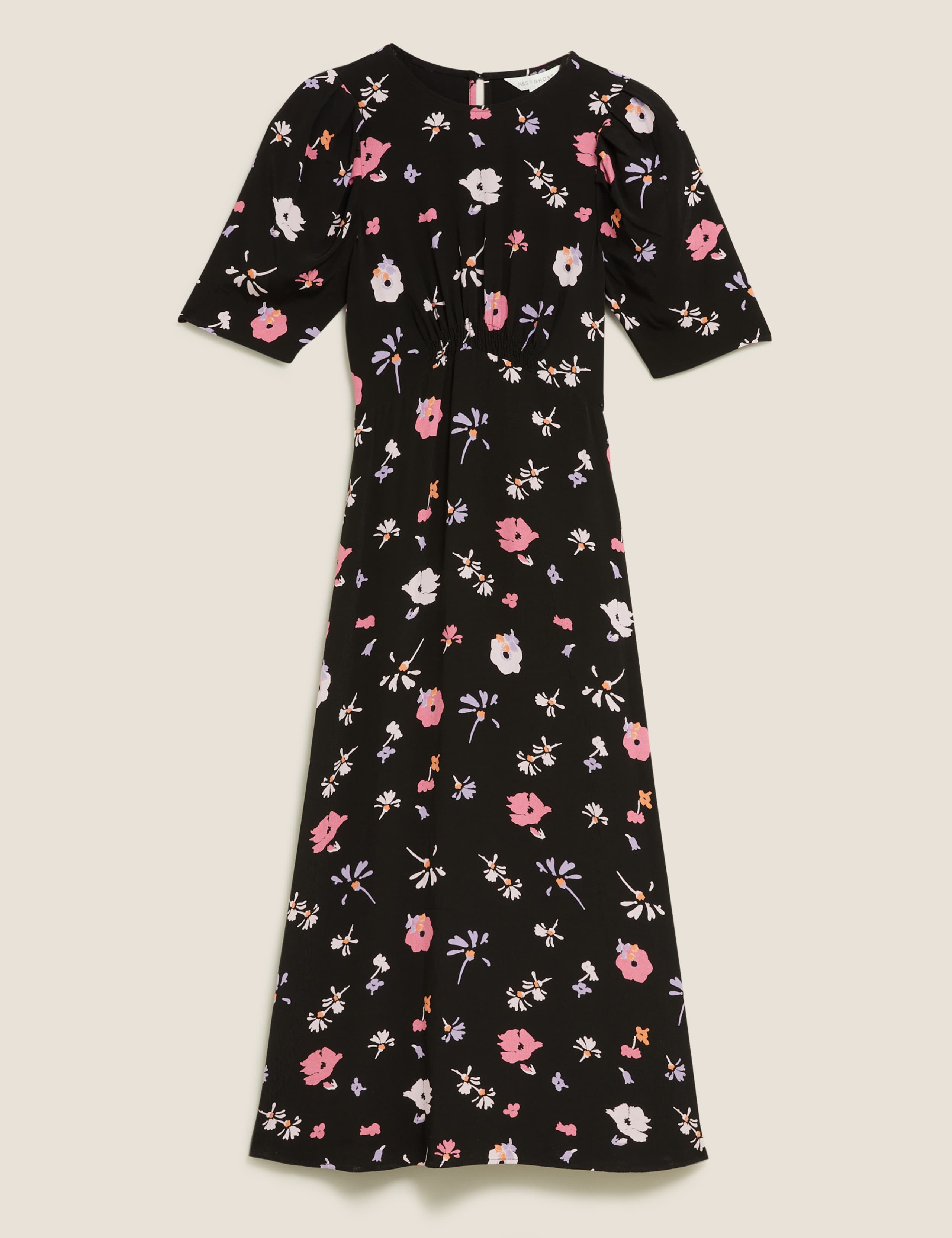 Floral Puff Sleeve Midi Tea Dress 2 of 7