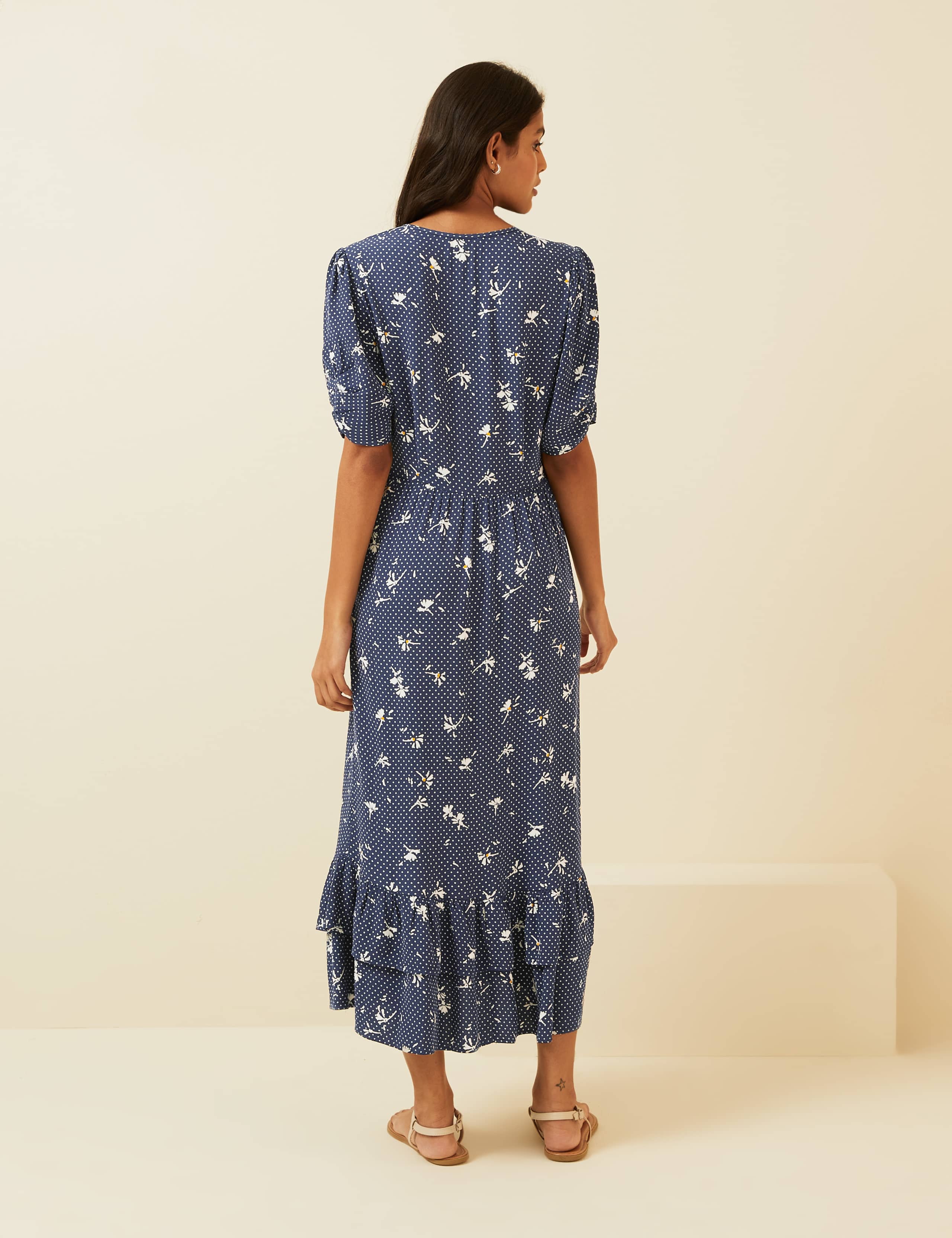 Floral Ruffle Hem Midi Tea Dress 4 of 7