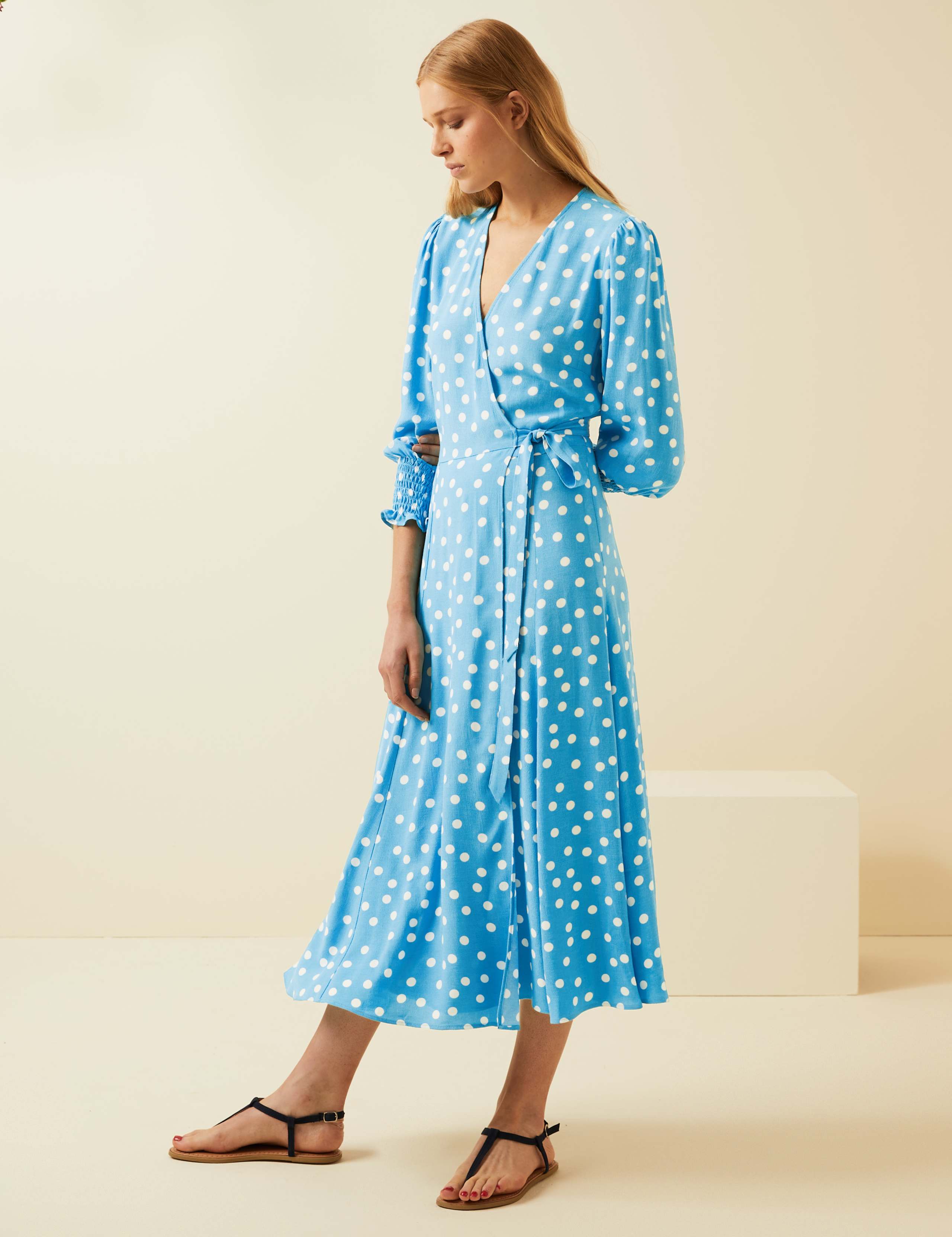 Polka Dot Midi Wrap Dress 6 of 7
