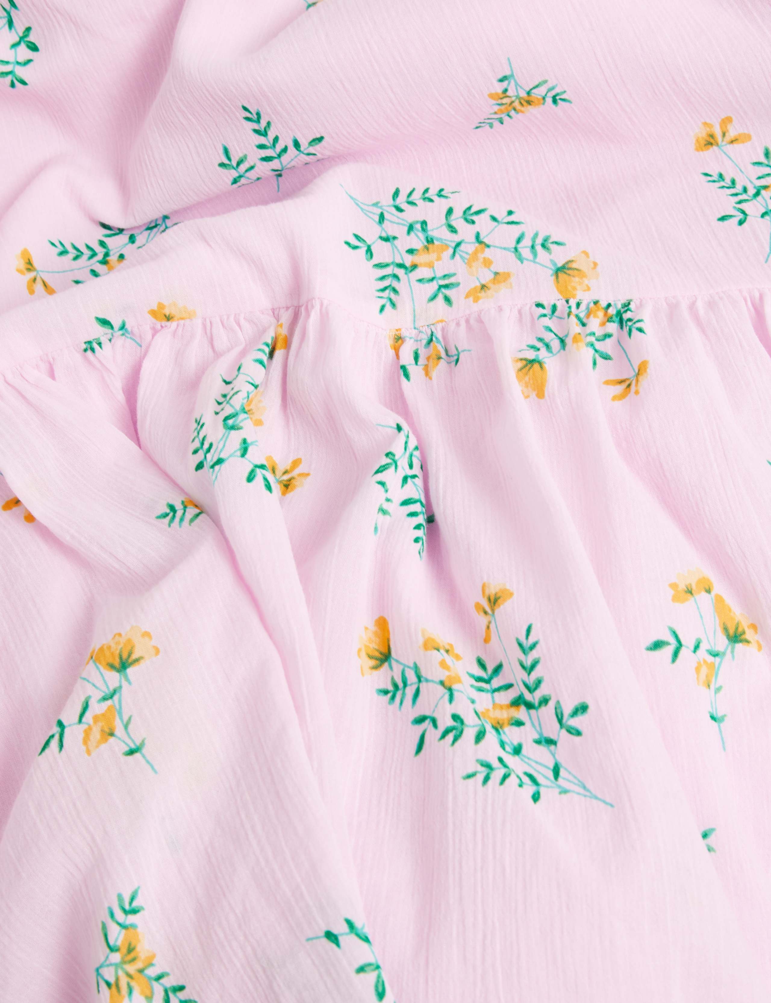 Pure Cotton Floral Frill Sleeve Midi Dress 5 of 5