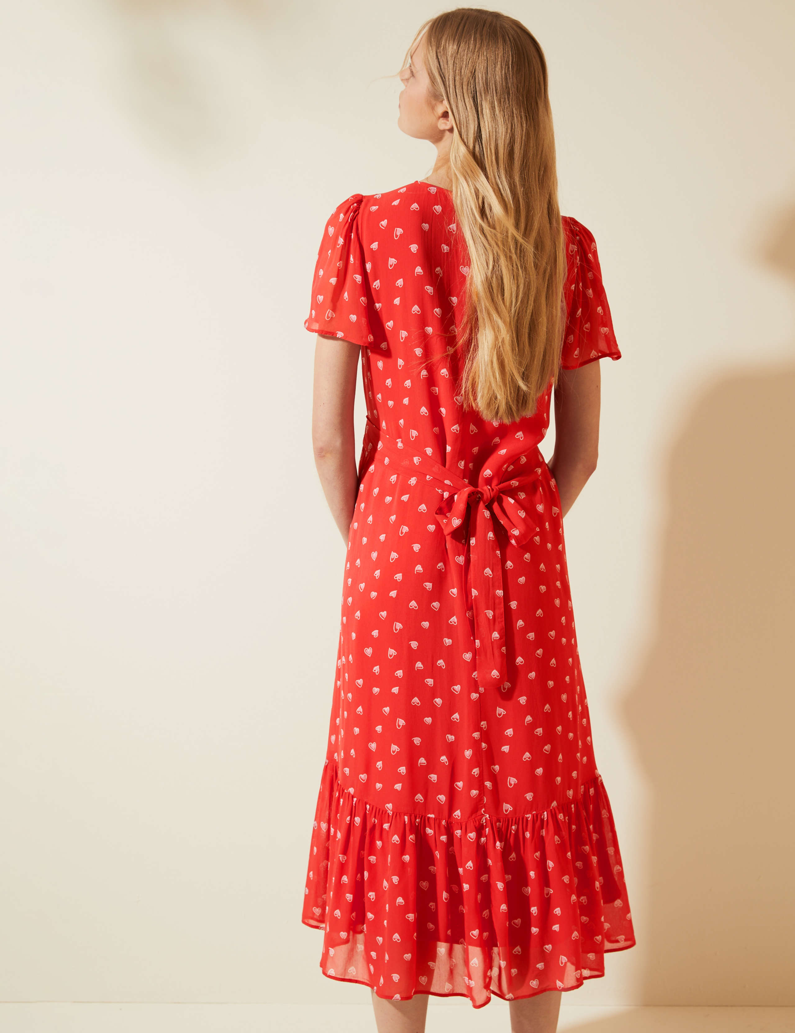 Heart Print V-Neck Midi Tea Dress 5 of 8
