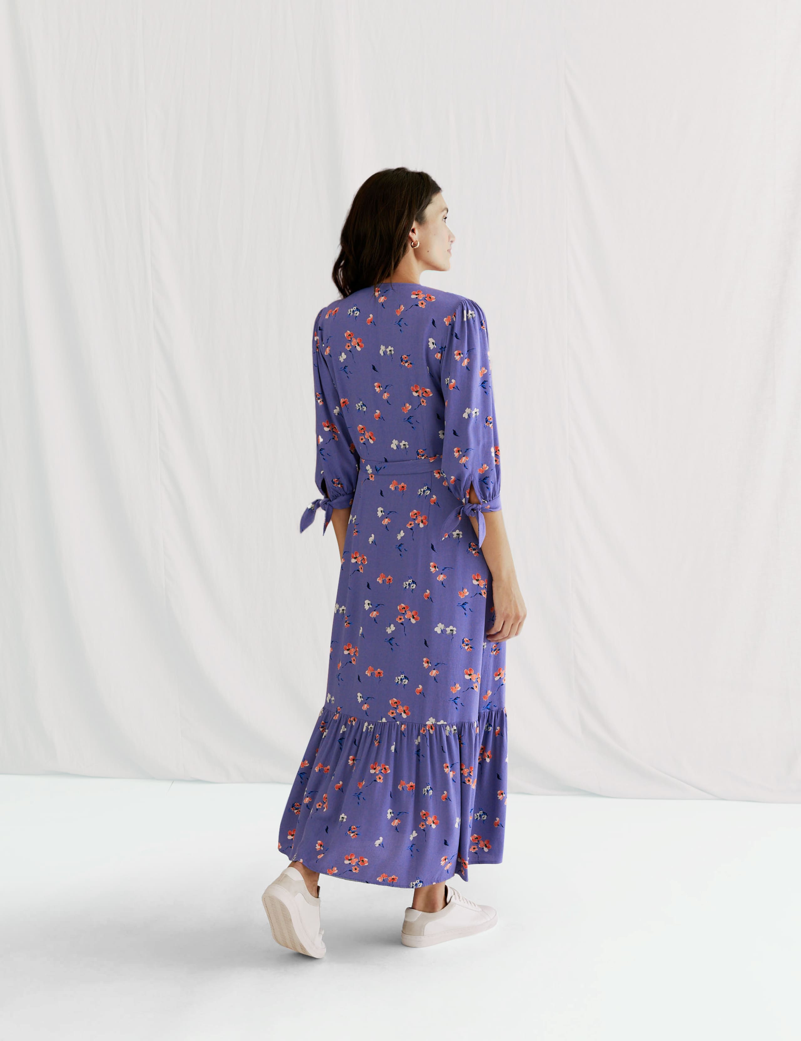 Floral Tie Sleeve Midi Wrap Dress 4 of 5