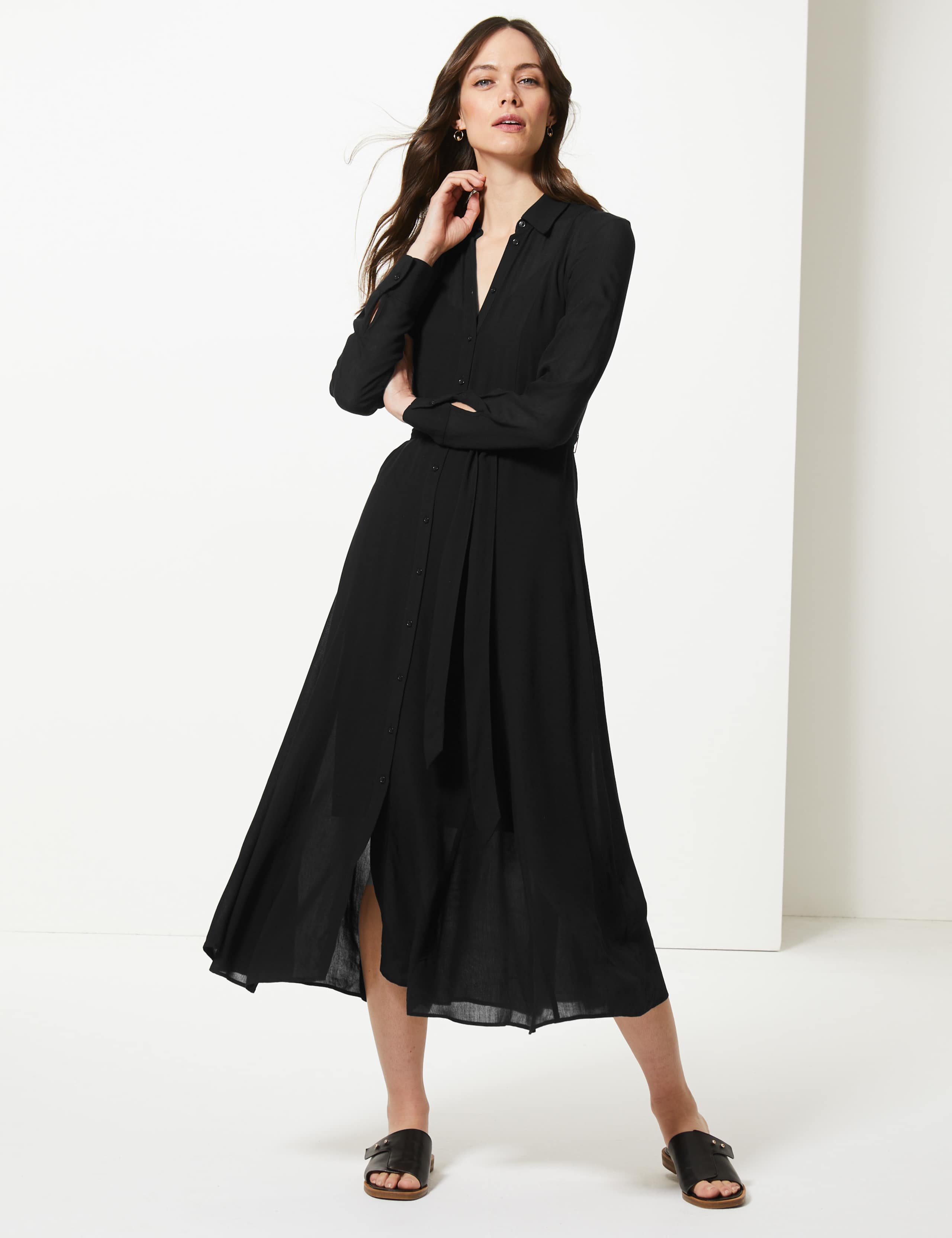 Long Sleeve Shirt Midi Dress 3 of 4