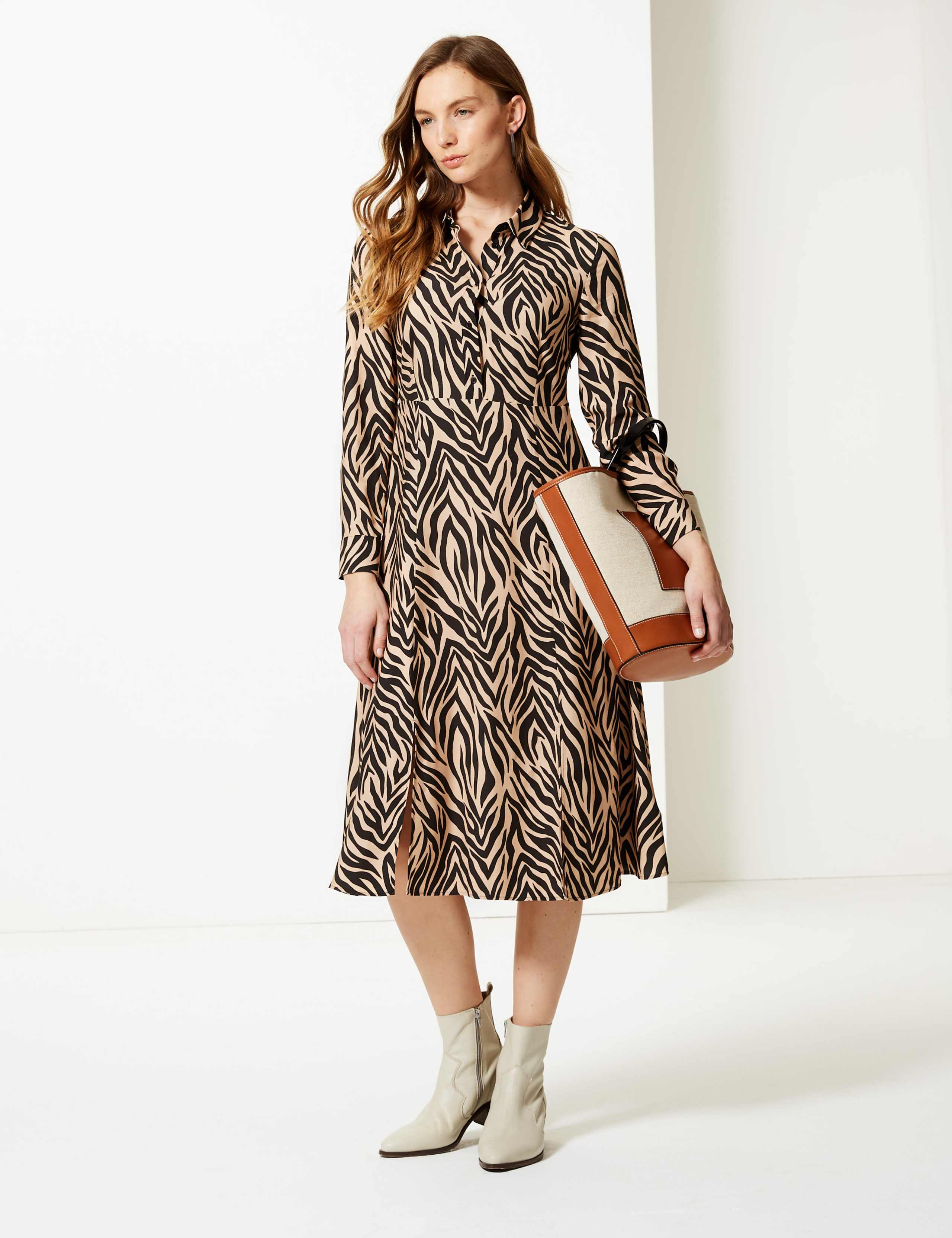 Animal Print Midi Shirt Dress 3 of 4