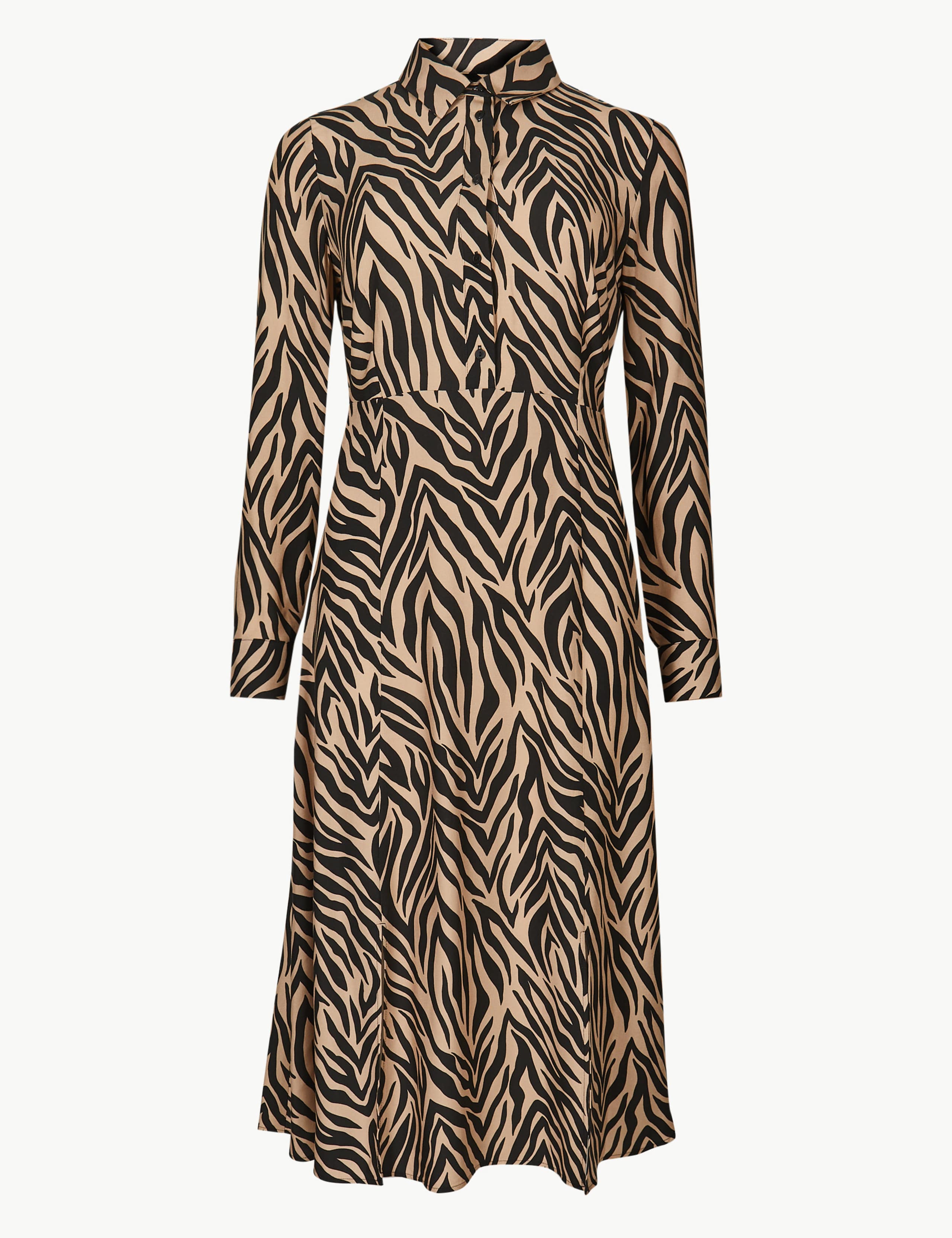 Animal Print Midi Shirt Dress 2 of 4