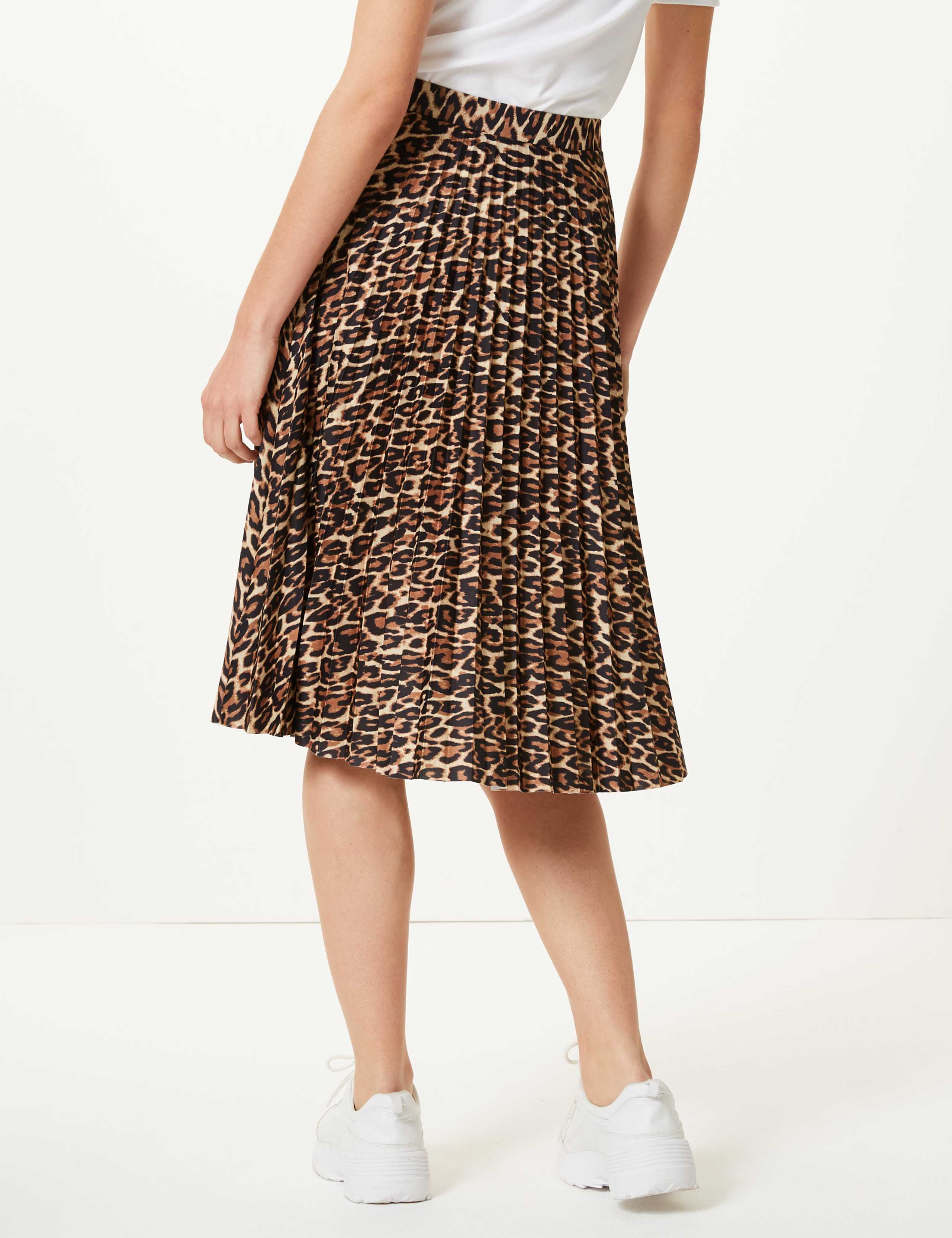 Animal Print Pleated Midi Skirt 2 of 3