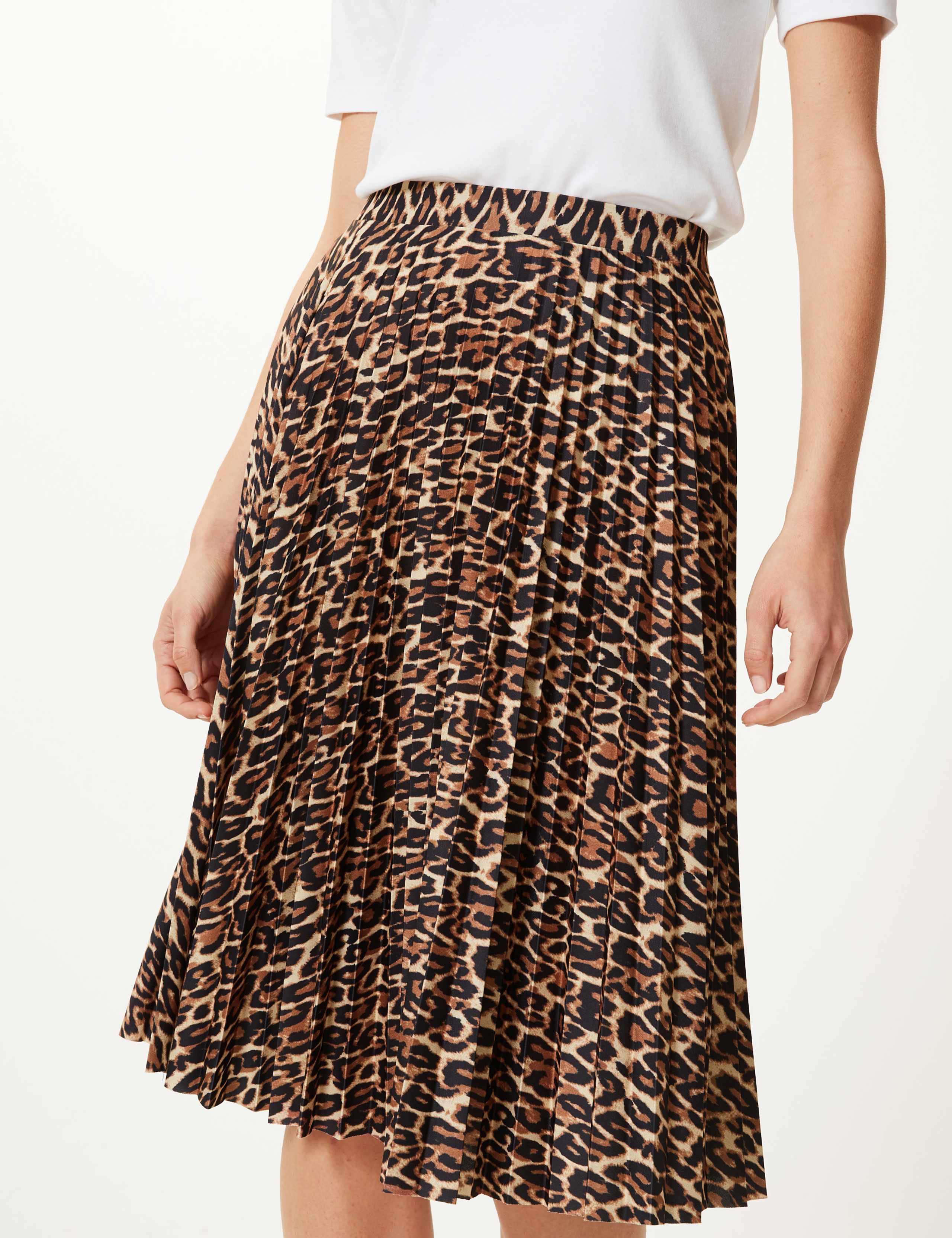 Animal Print Pleated Midi Skirt 3 of 3