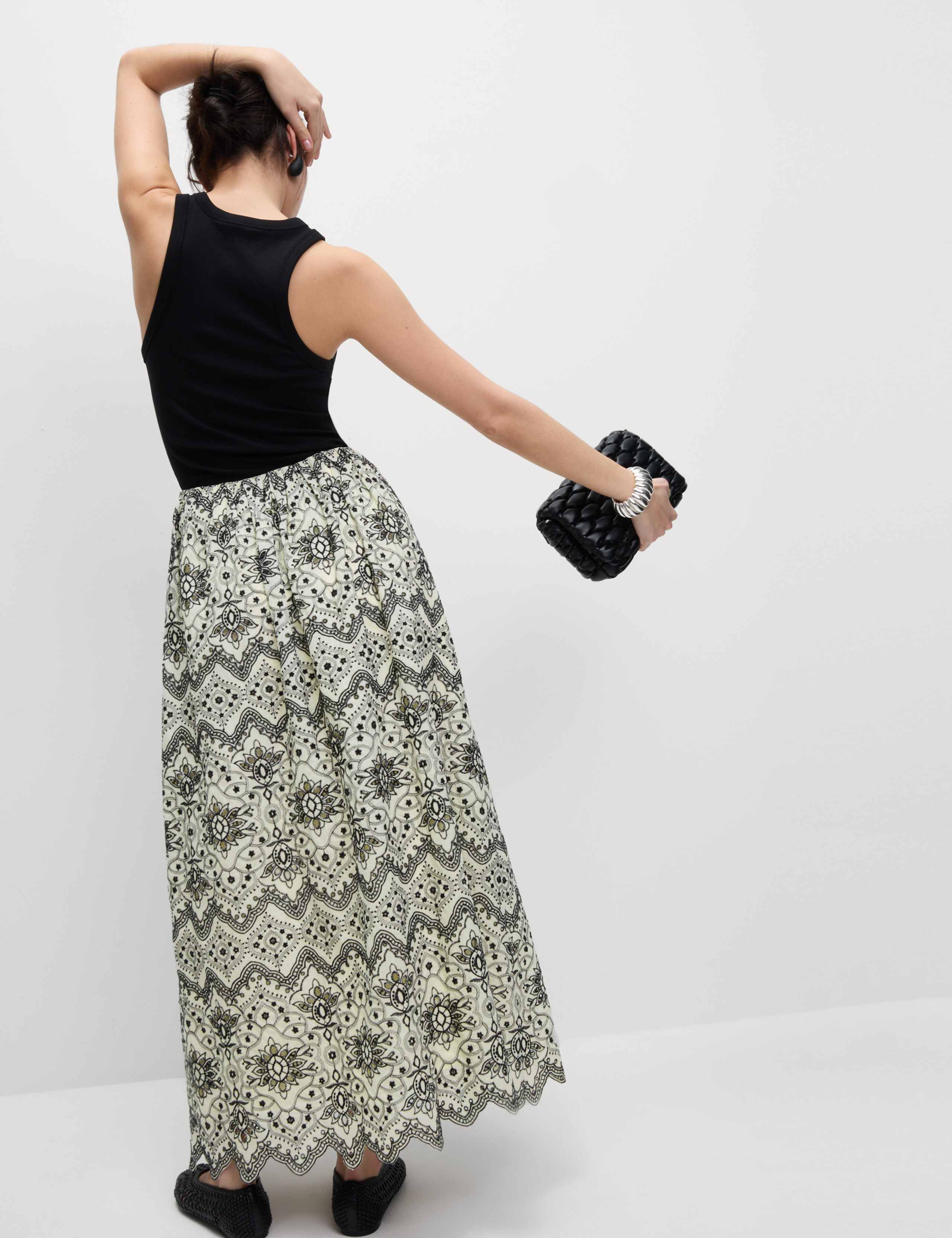 Pure Cotton Embroidered Maxi Circle Skirt 6 of 6