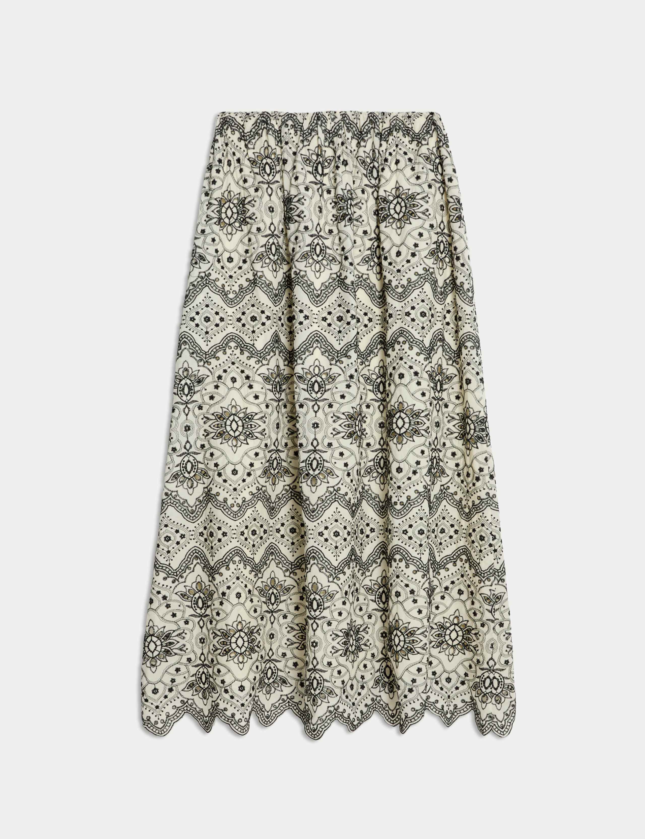 Pure Cotton Embroidered Maxi Circle Skirt 2 of 6