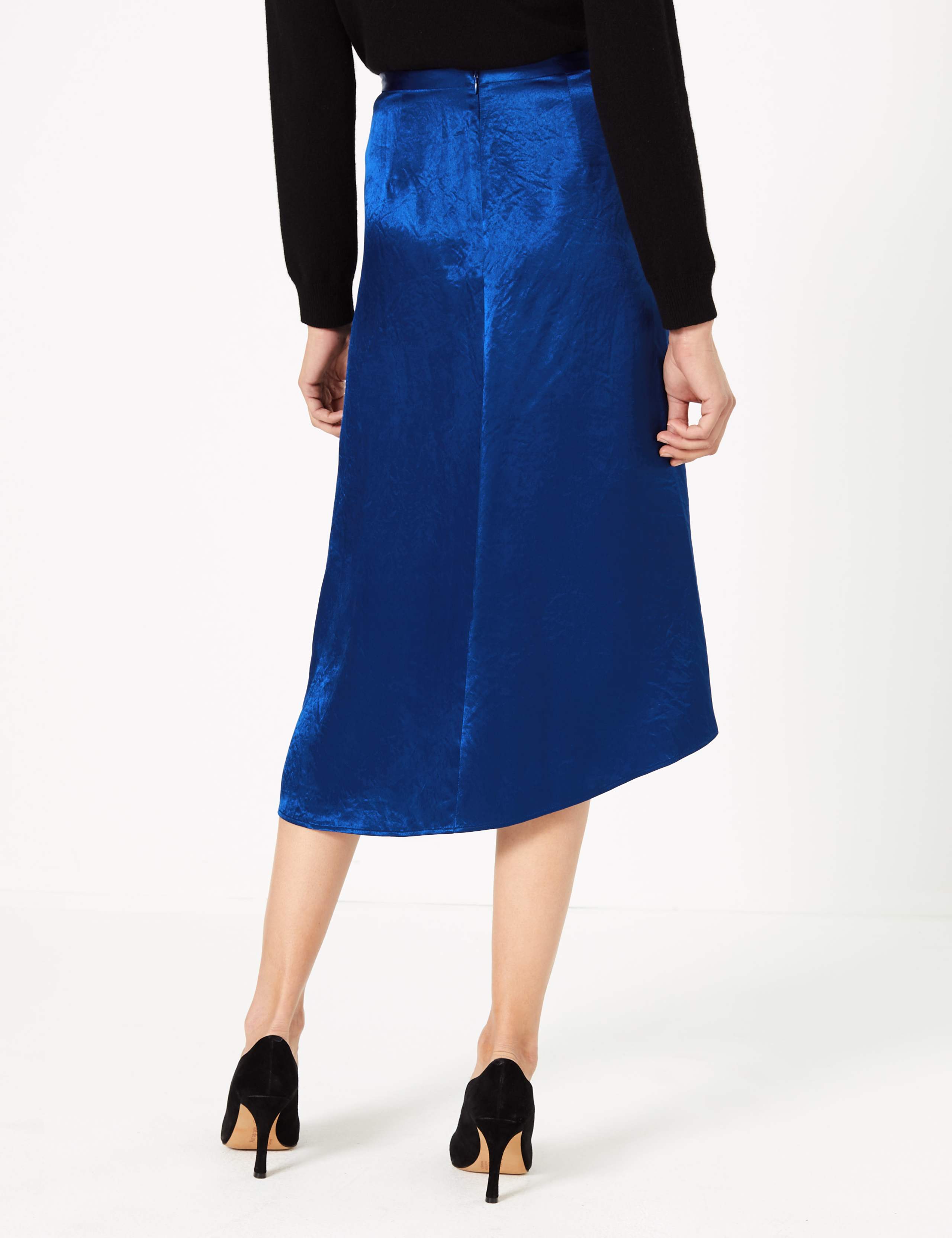 Satin Asymmetric Slip Skirt 4 of 4