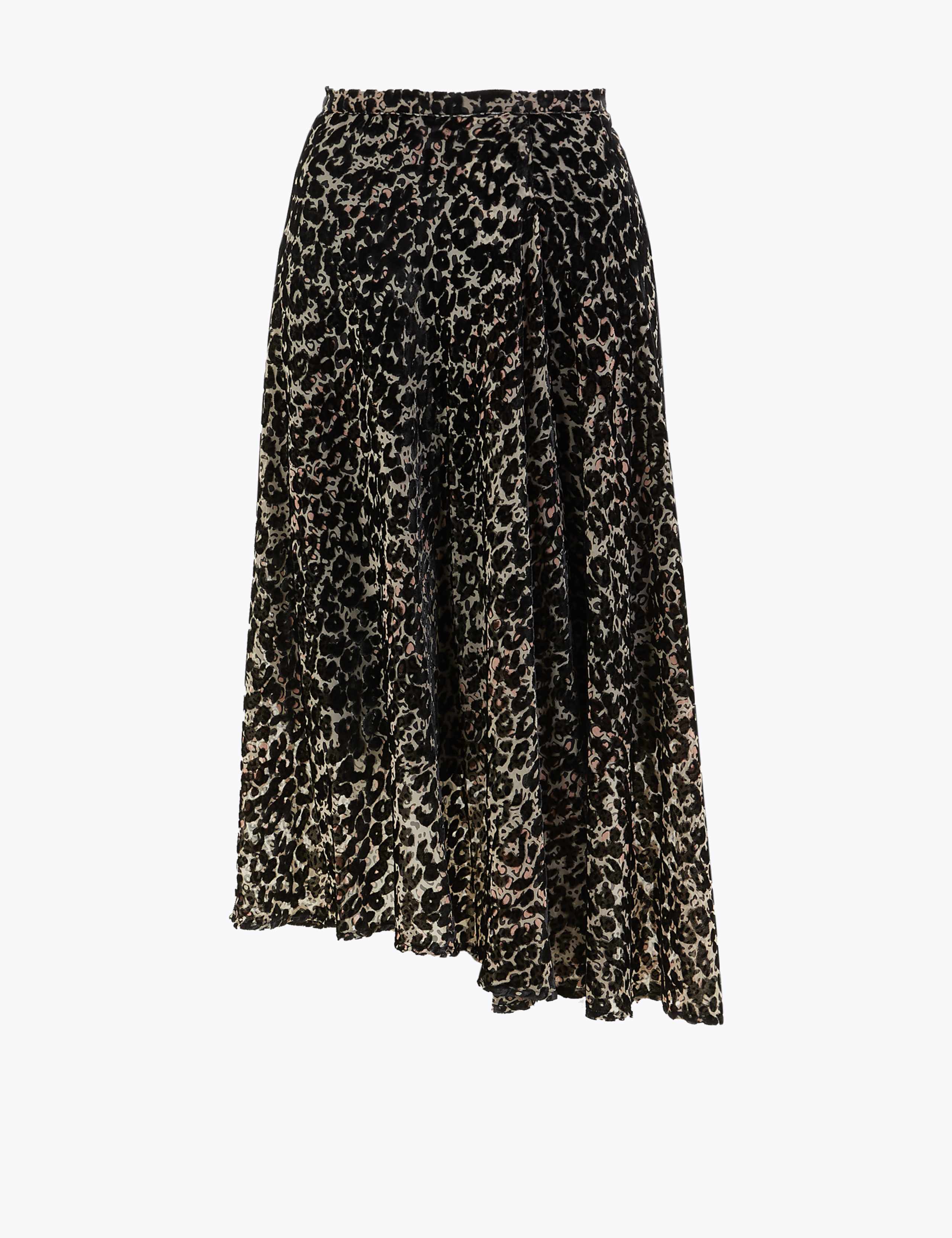 Velvet Animal Print Pleated Midi Skirt 2 of 4
