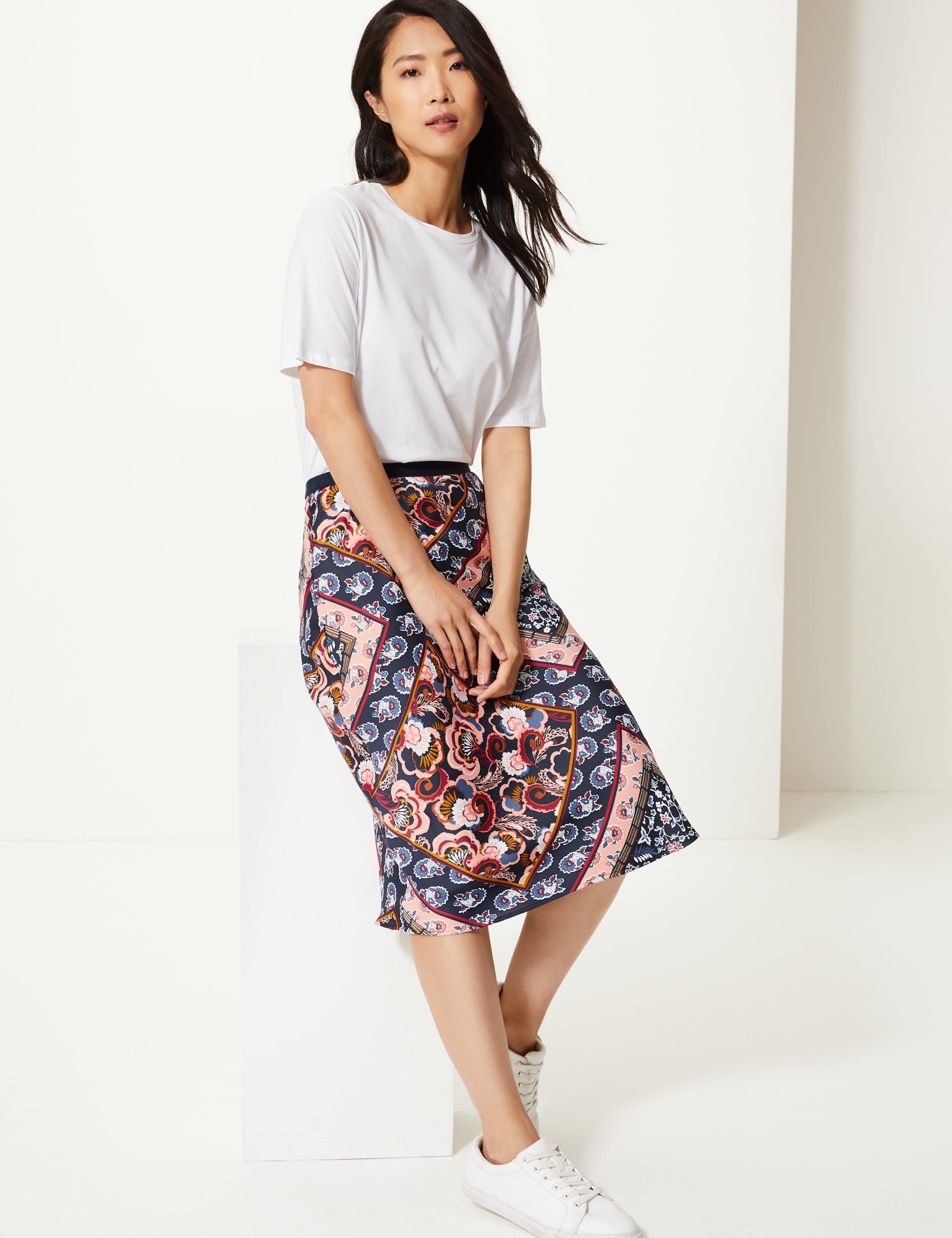 Paisley Scarf Print Slip Skirt 1 of 4