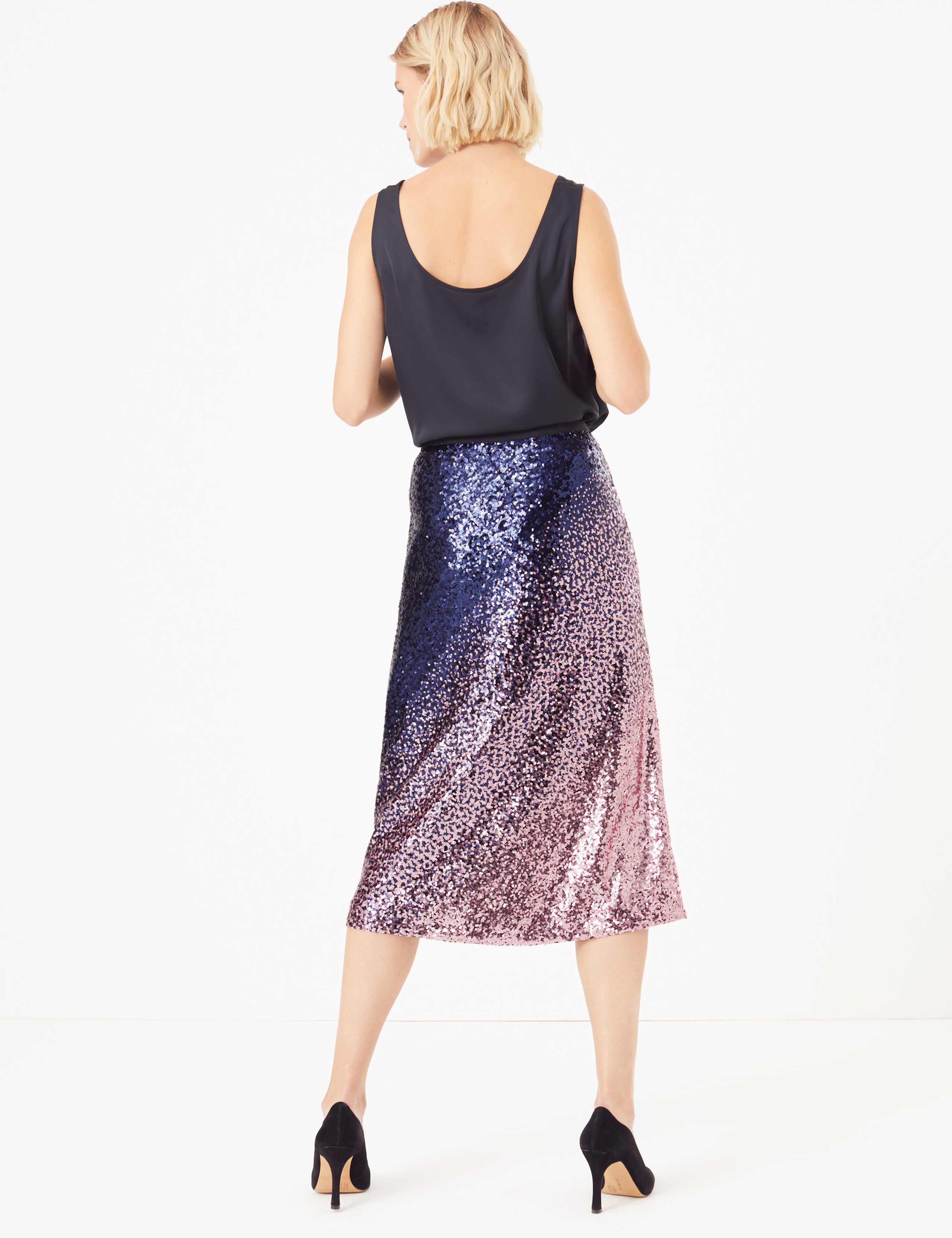 Ombre Sequin Slip Midi Skirt 4 of 4