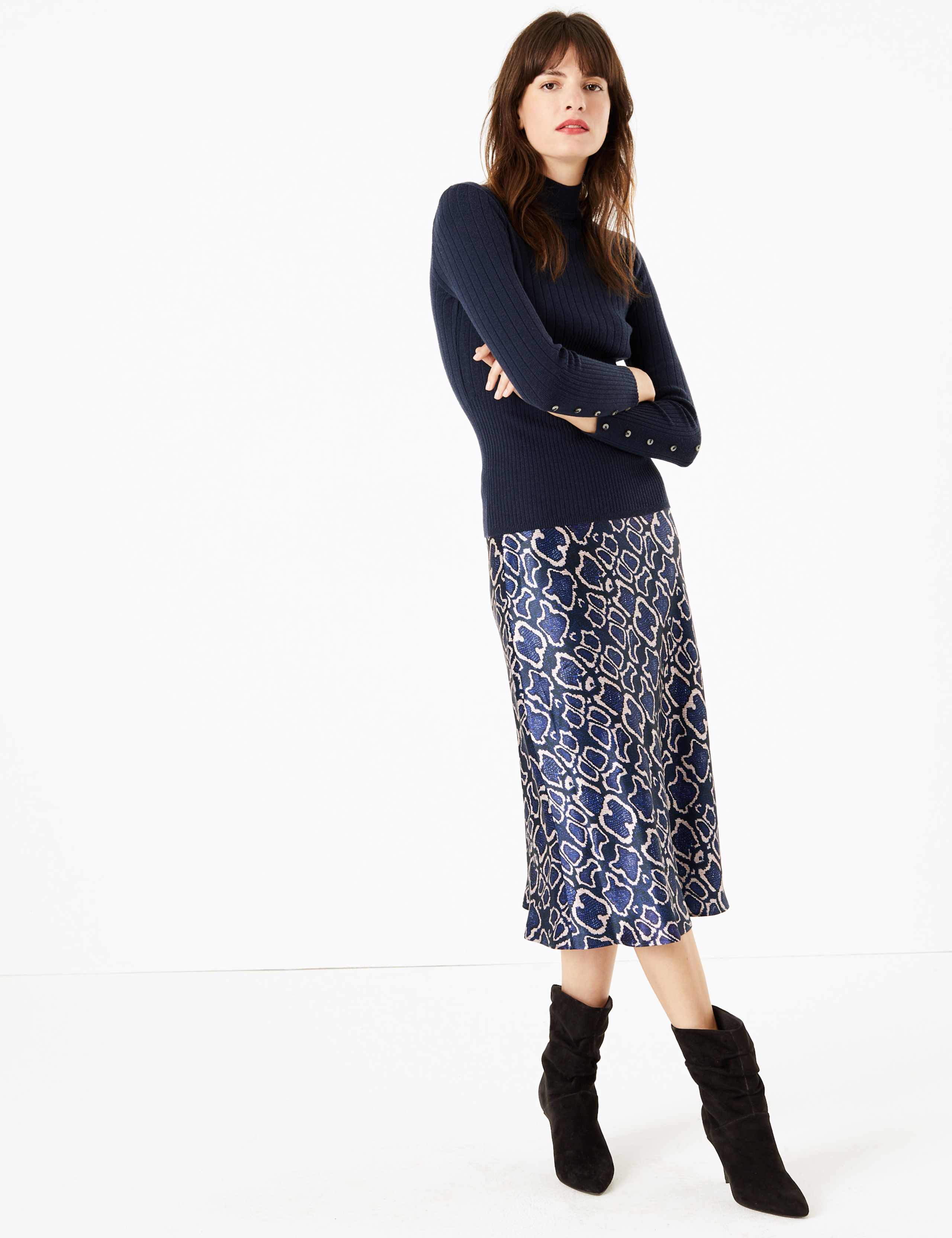 Animal Print Slip Midi Skirt 1 of 5