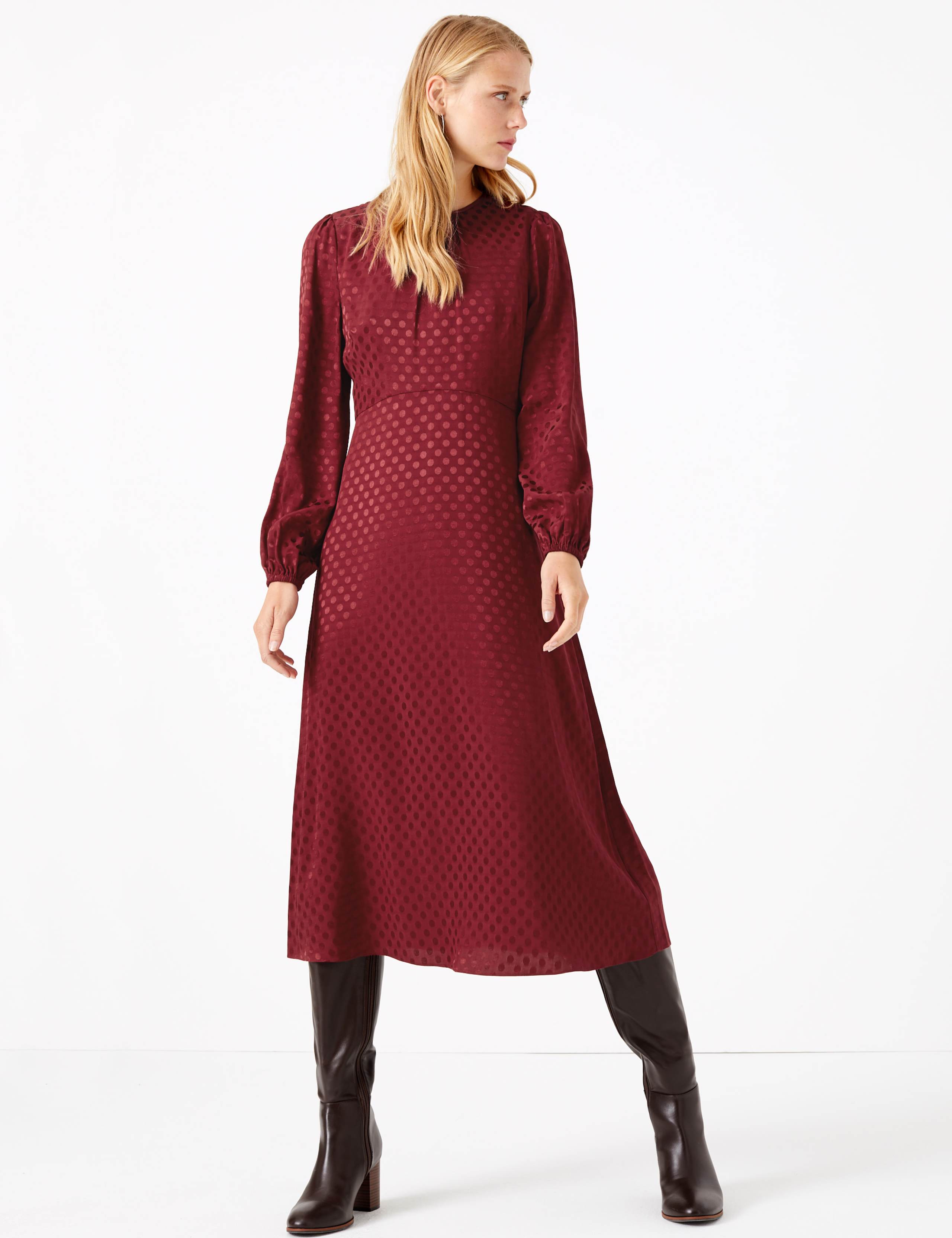 Jacquard Spot Fit & Flare Midi Dress 1 of 4