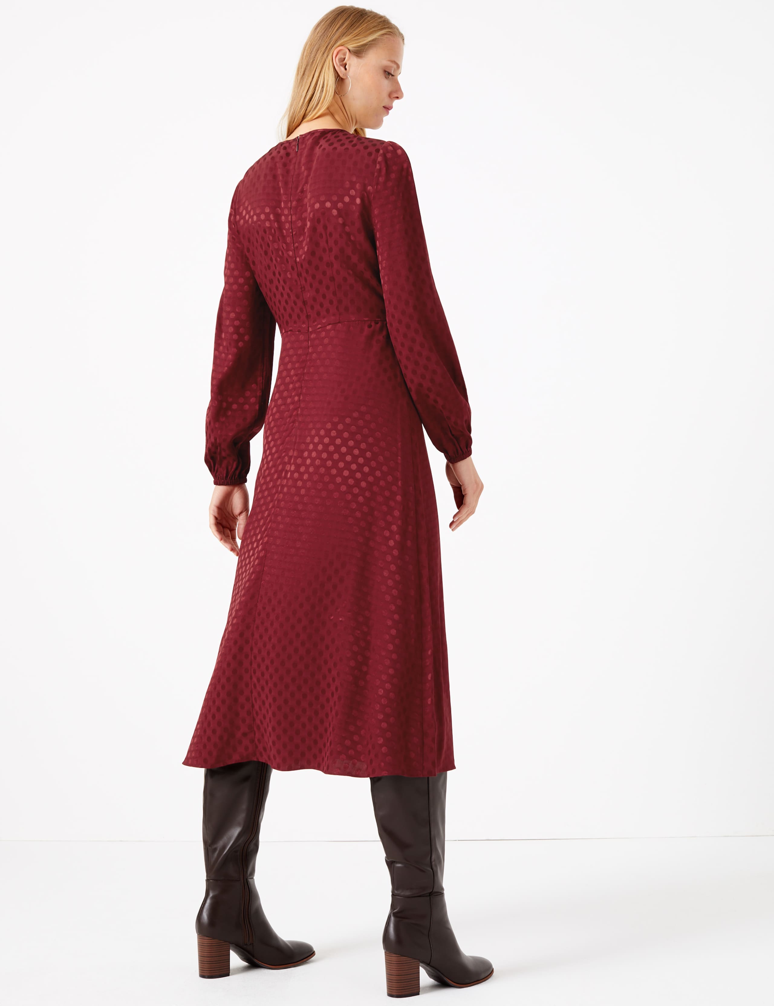 Jacquard Spot Fit & Flare Midi Dress 4 of 4