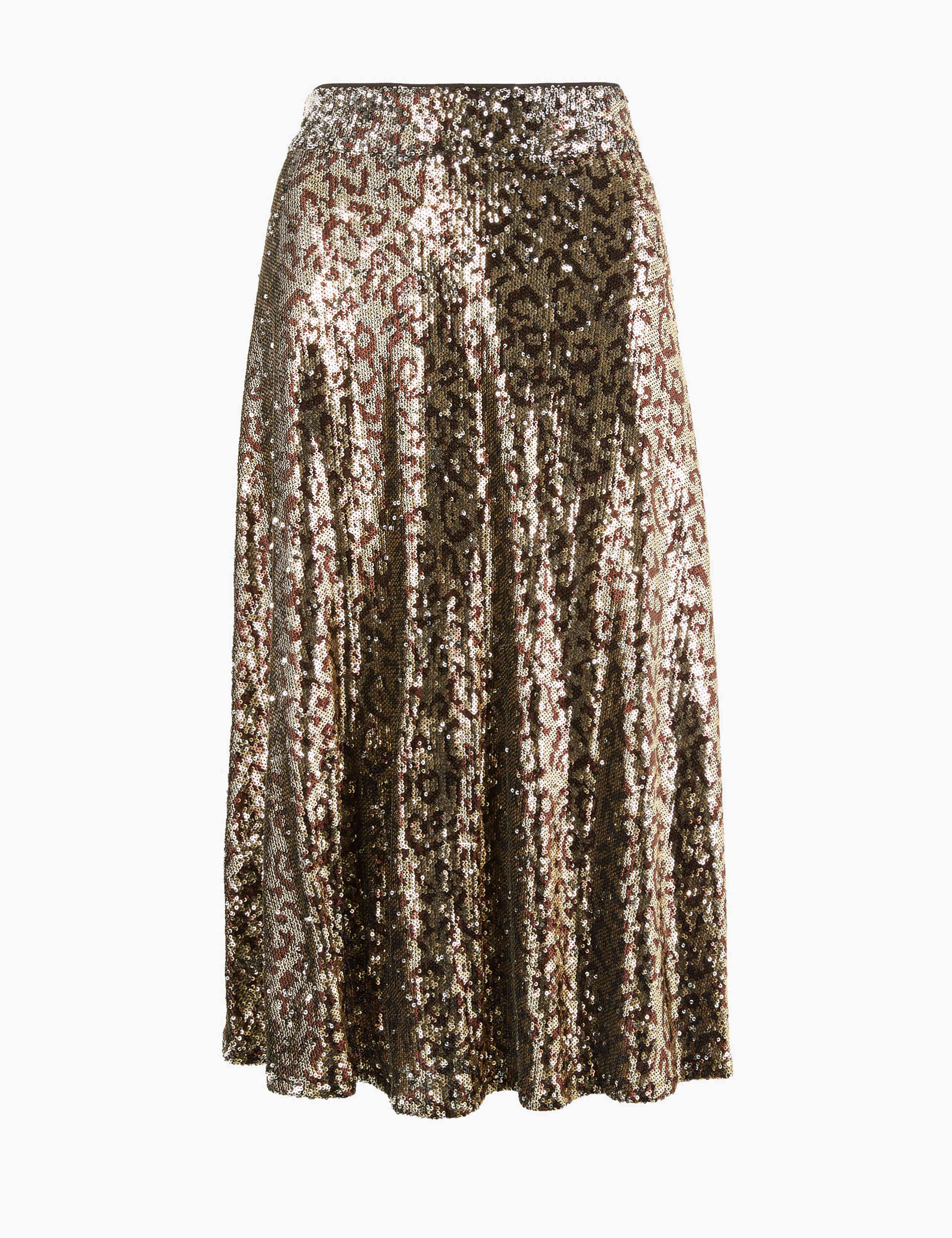 Sequin Animal Print Slip Midi Skirt 2 of 4