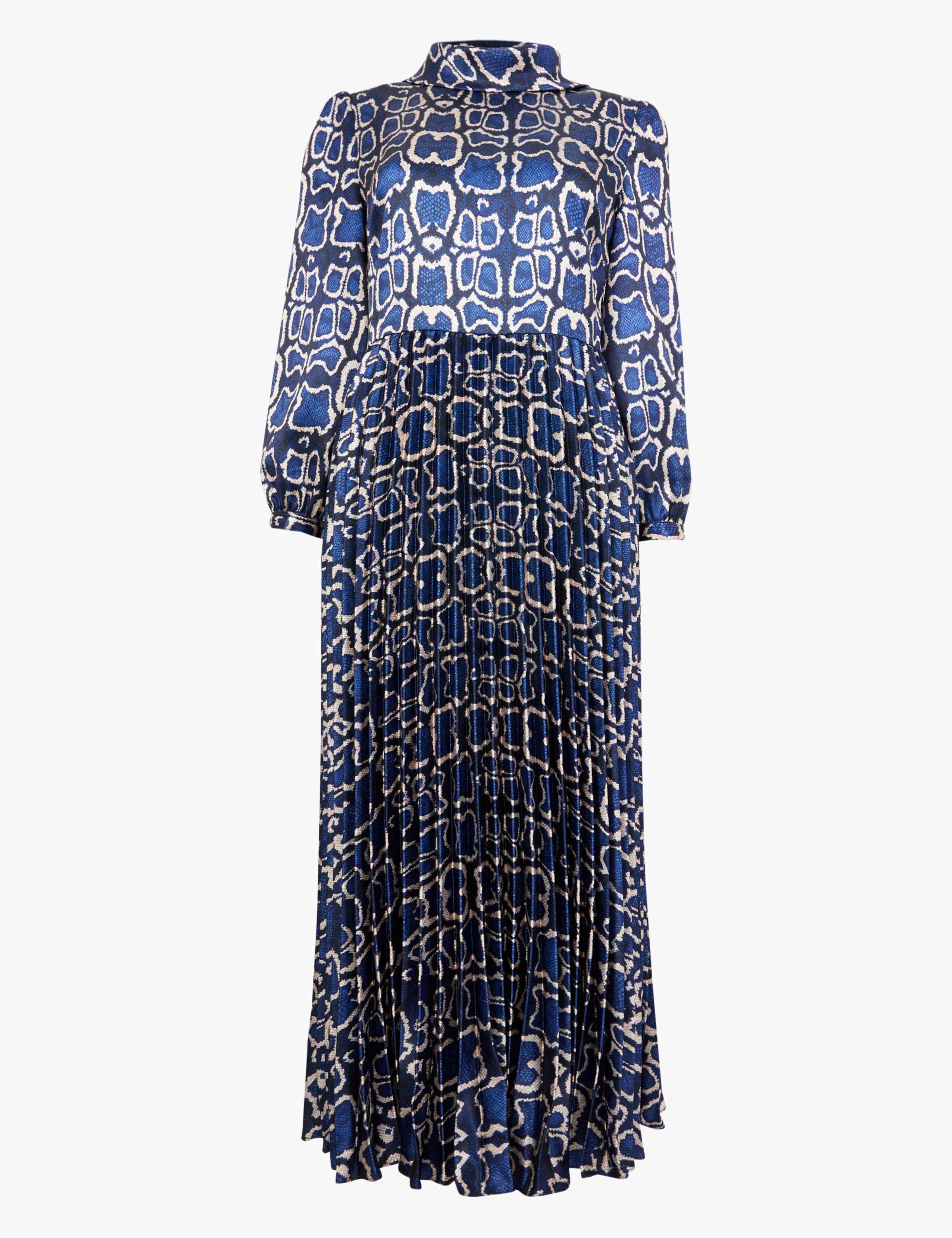 Satin Snakeskin Print Waisted Midi Dress 2 of 4