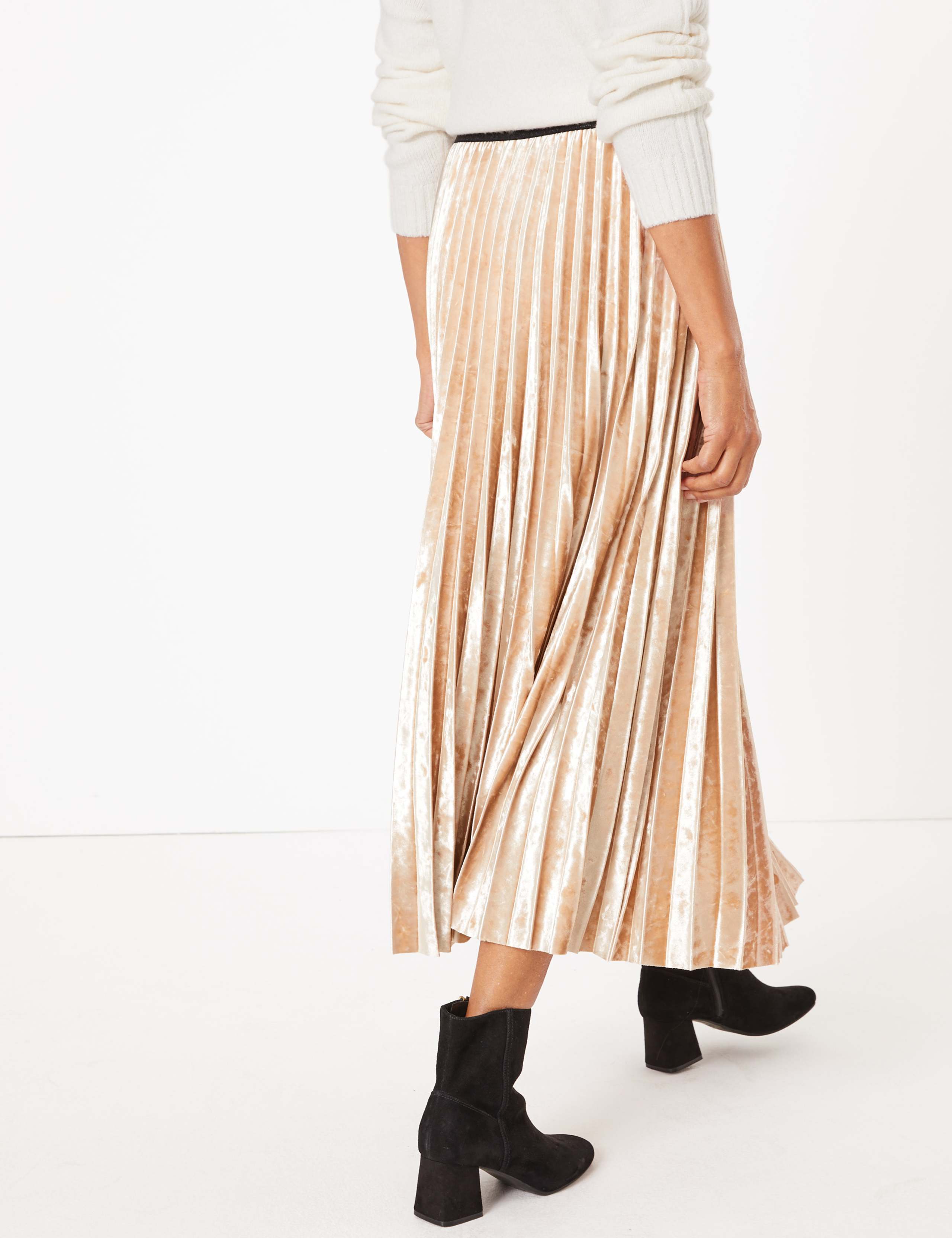 Velvet Pleated Midi Skirt 4 of 4