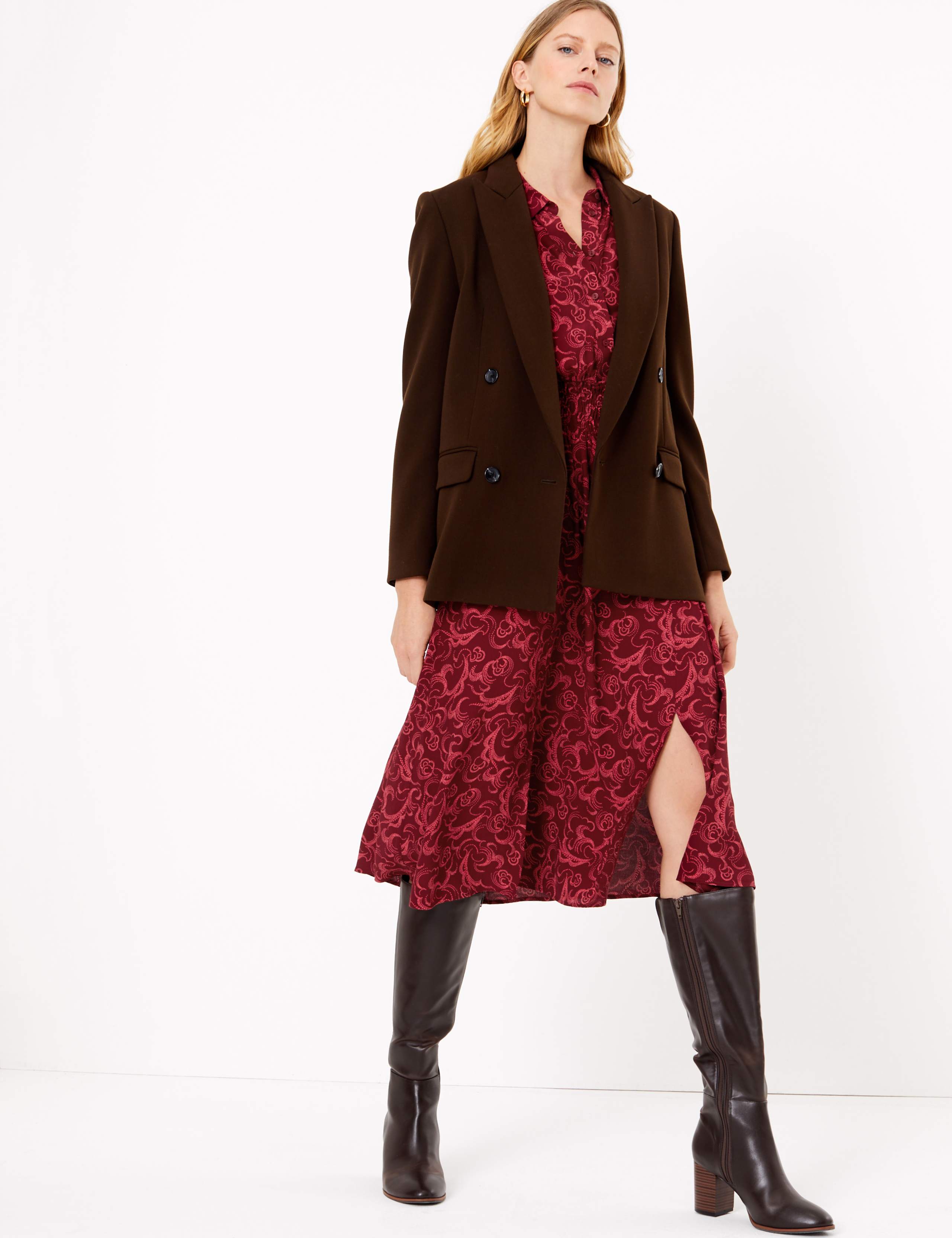 Swirl Print Waisted Midi Shirt Dress 1 of 5