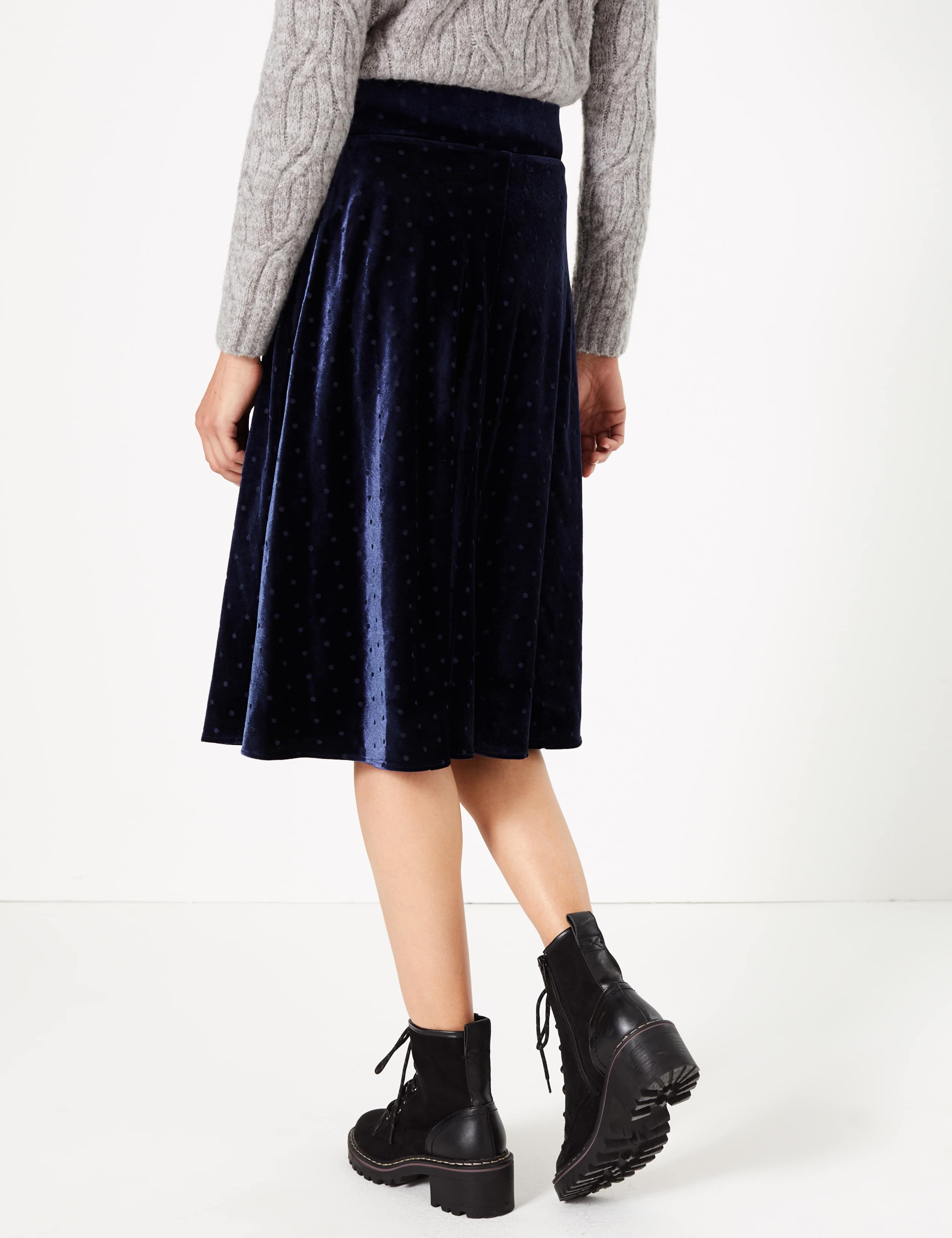 Velvet Polka Dot Slip Midi Skirt 4 of 4