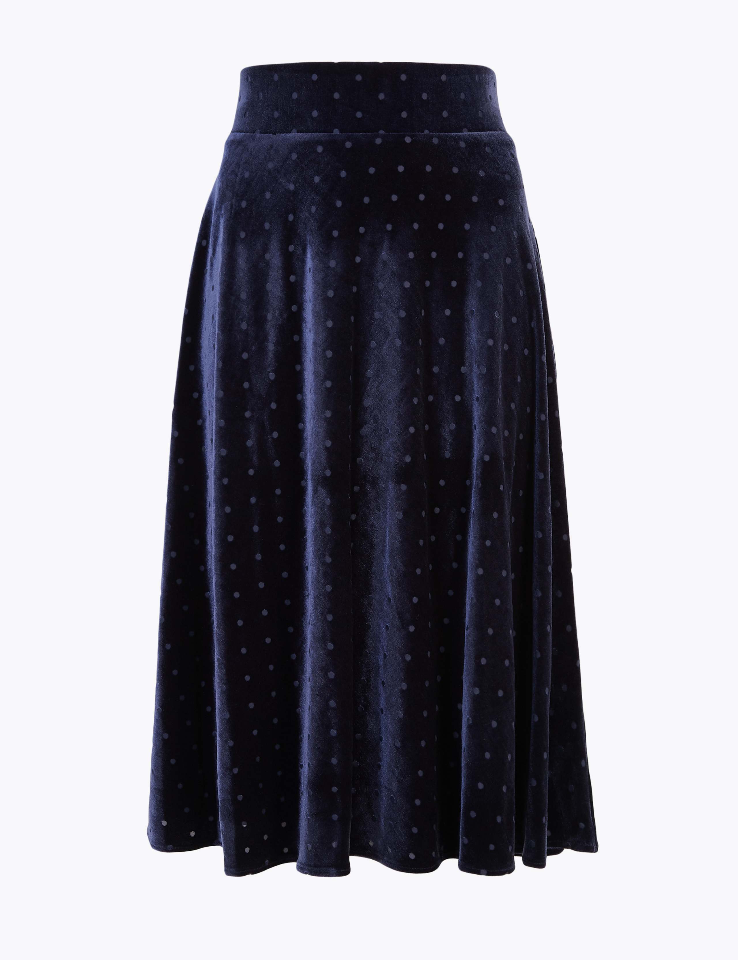 Velvet Polka Dot Slip Midi Skirt 2 of 4